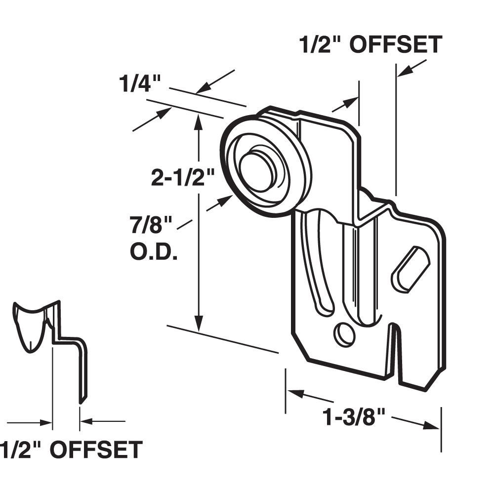 Closet Door Roller with 1/2 in. Offset and 7/8 in. Nylon Wheel (Single Pack)