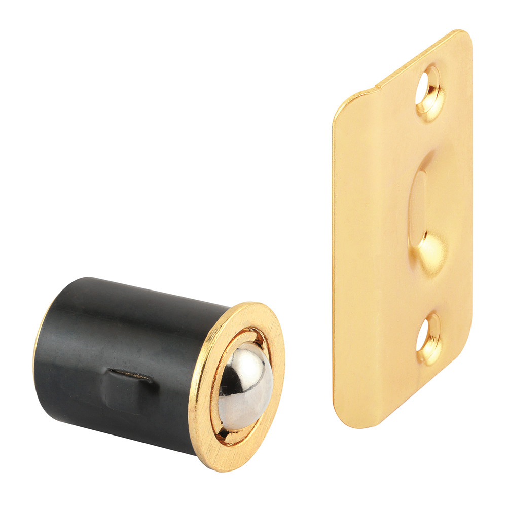 Drive-In Ball Catch with Strike, 3/4 x 1-3/16 in., Diecast, Brass