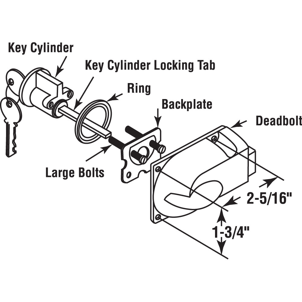 Diecast Painted Aluminum, Center Mount Deadbolt Lock with Keyed Cylinder