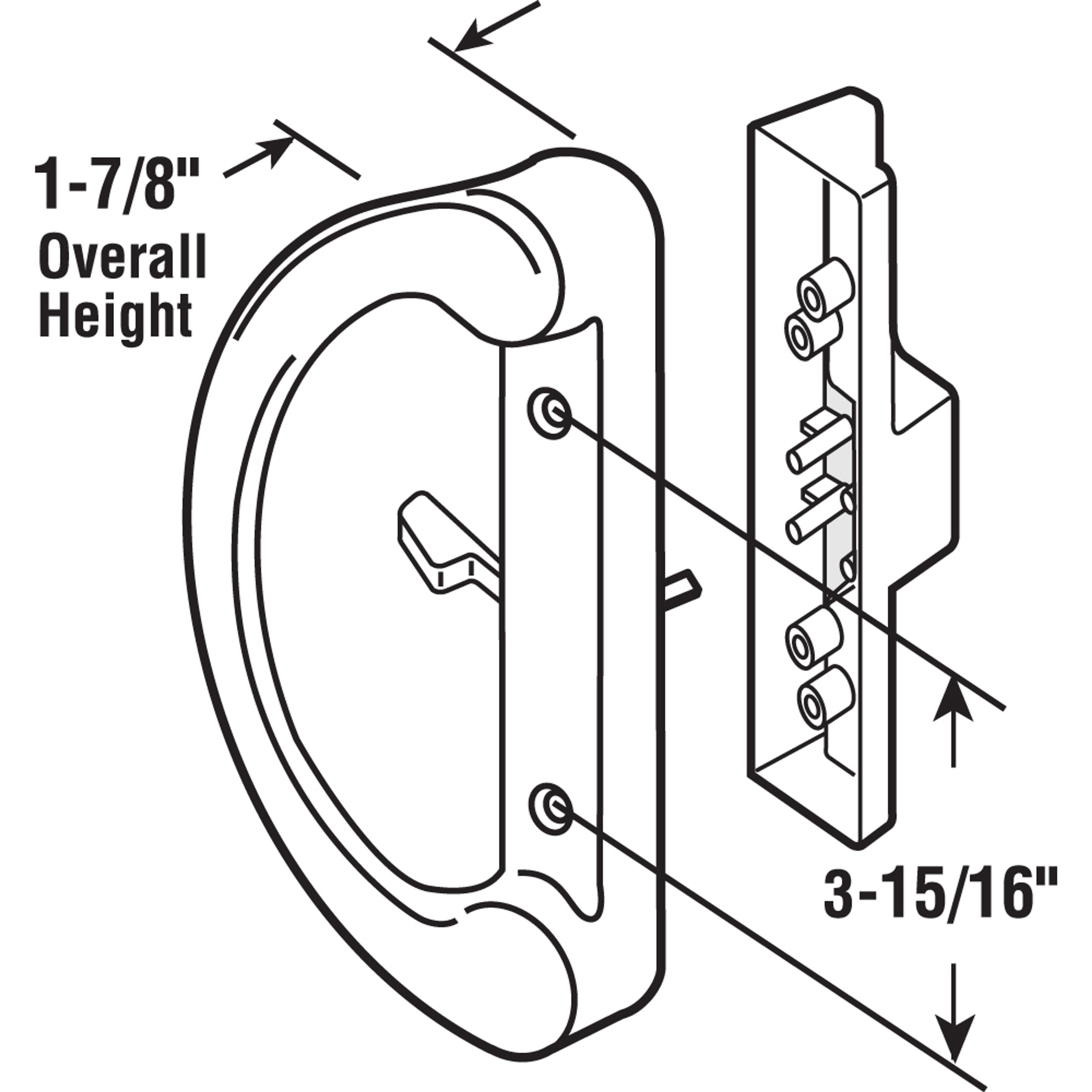 Sliding Patio Door Handle Set - Replace Old or Damaged Door Handles Quickly and Easily – Black Diecast, Mortise Style, Non-Keyed, Fits 3-15/16” Hole Spacing (1 Set)