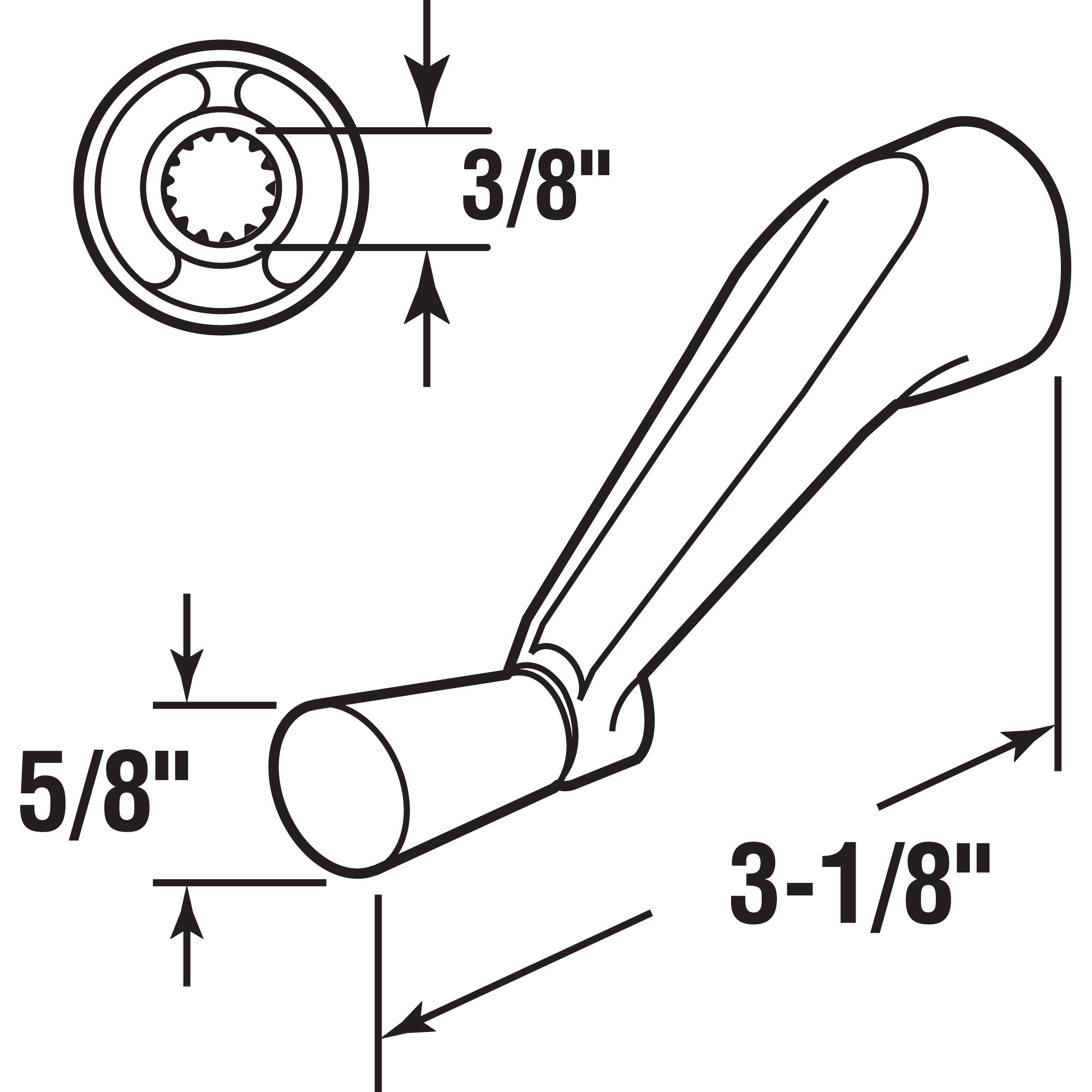 Spline Socket Crank Handle, Stone, Smooth 360-Degree Operation