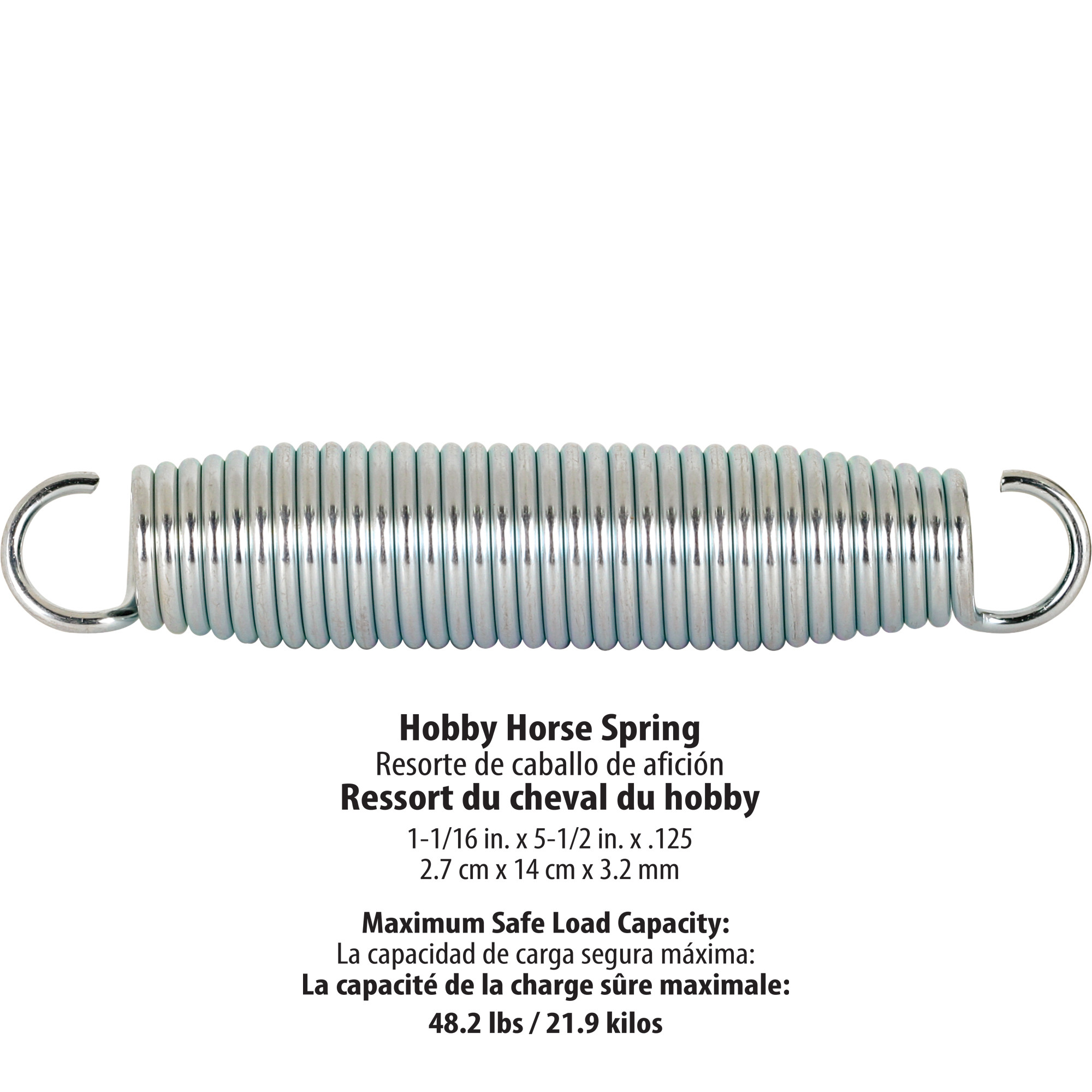 Extension Spring, Spring Steel Construction, Nickel-Plated Finish