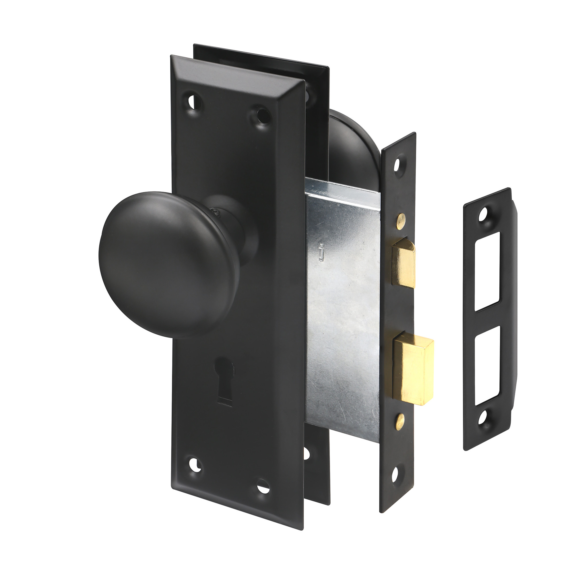 Mortise Keyed Lock Set with Classic Matte Black Knob – Perfect for