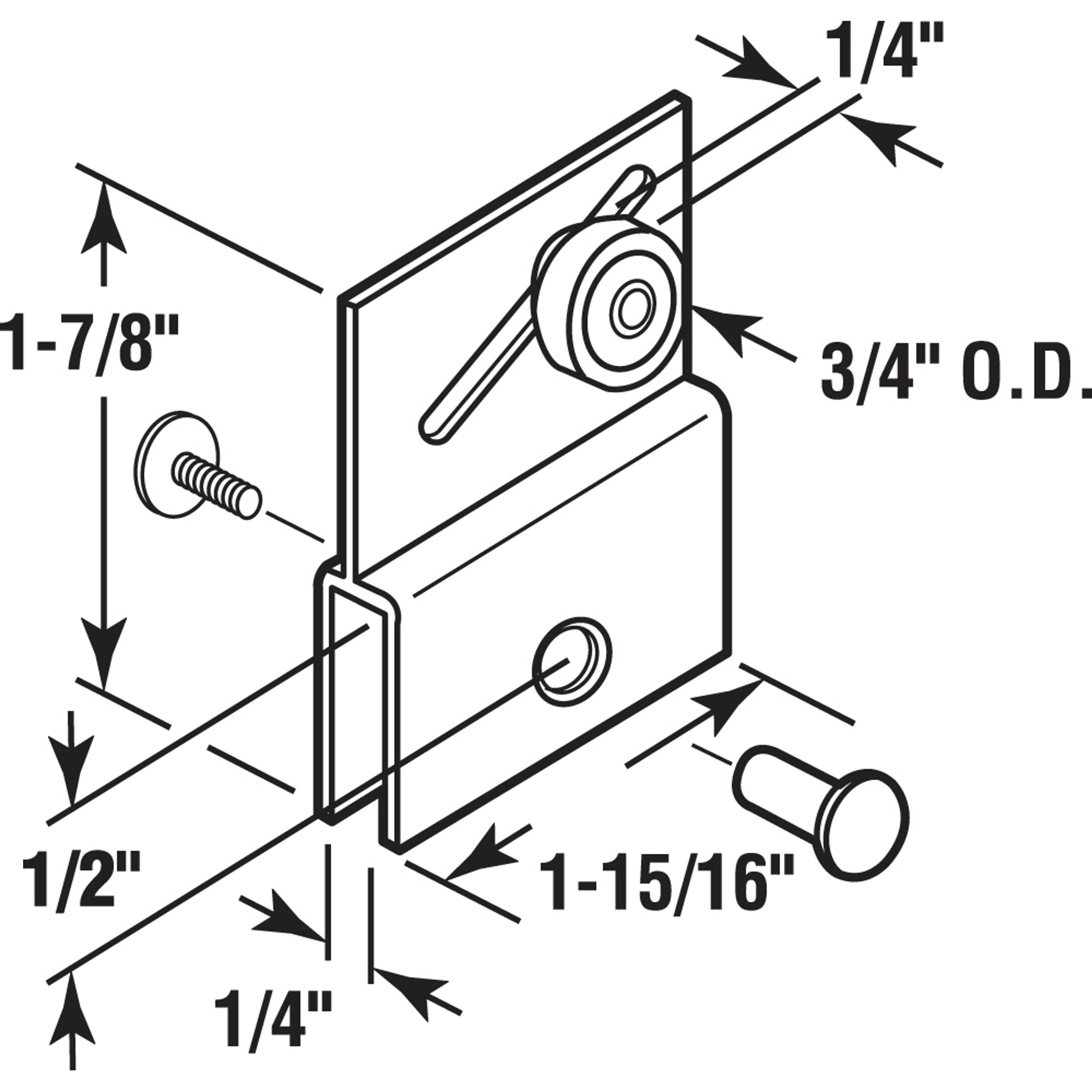 Frameless Sliding Shower Door Top Bracket, 3/4 in., Flat Plastic Wheel, Steel Ball Bearings (2 Pack)