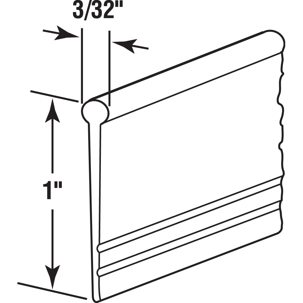 Vinyl Shower Door Bottom Sweep, 37 In. x 1 In. Strip, Clear