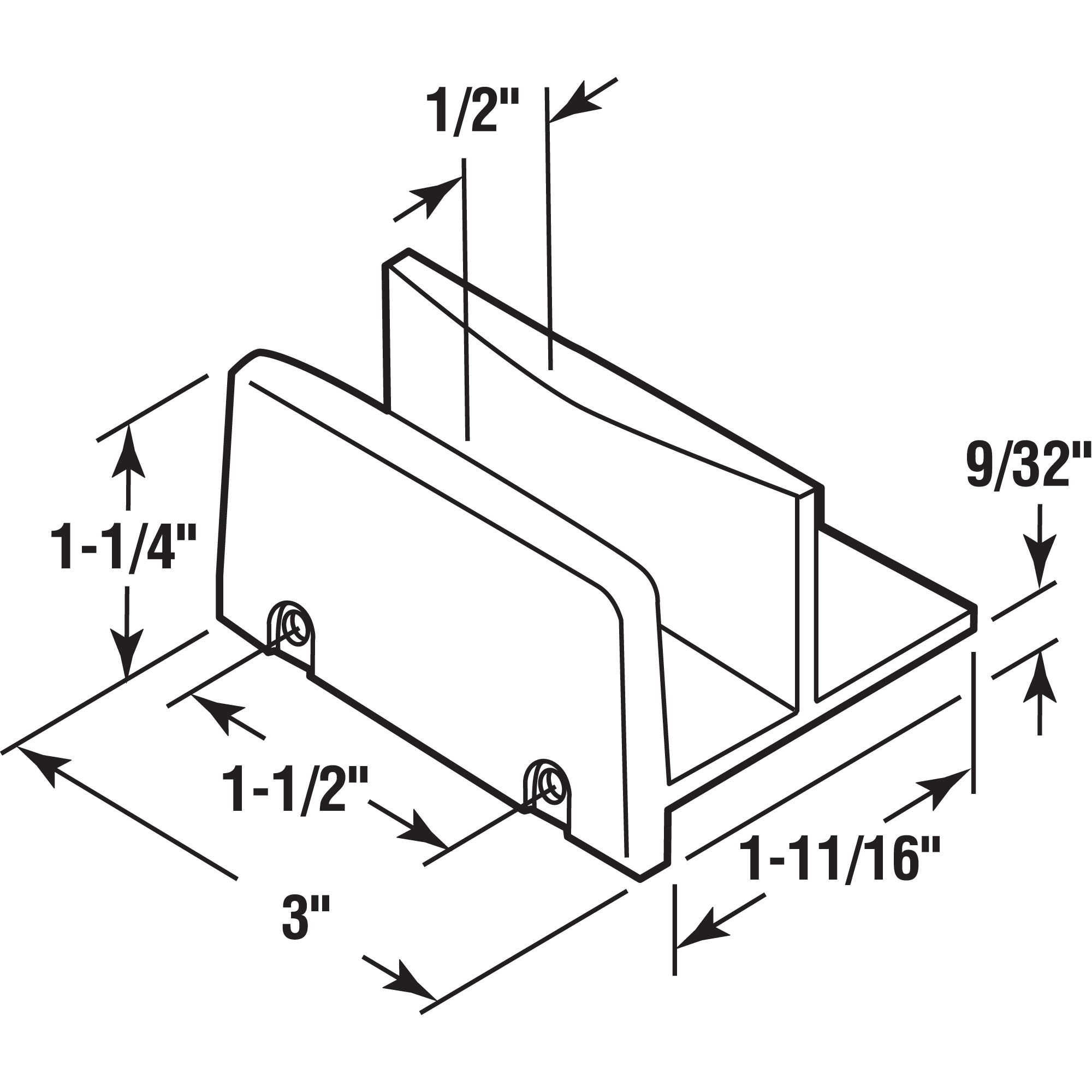 Sliding Shower Door Bottom Guide, 1/2 in. Channel, Plastic Construction, Gray, 2 Fastener Installation (2 Pack)