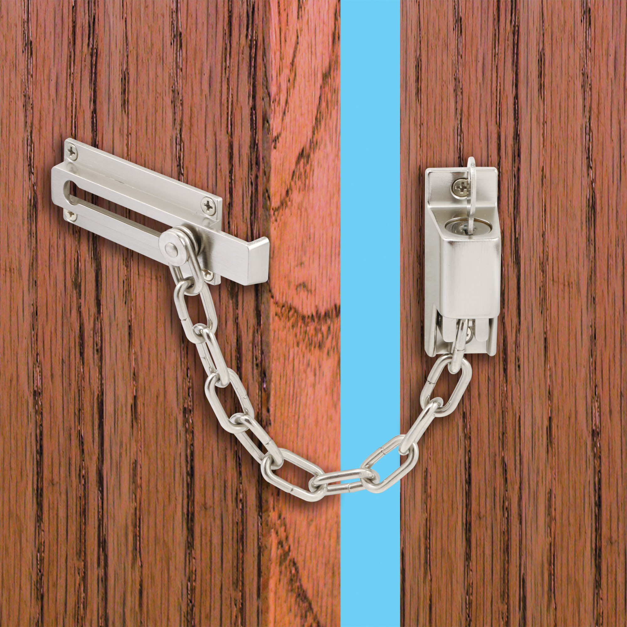 Keyed Chain Door Guard, 3-1/4 in., Steel and Diecast Construction