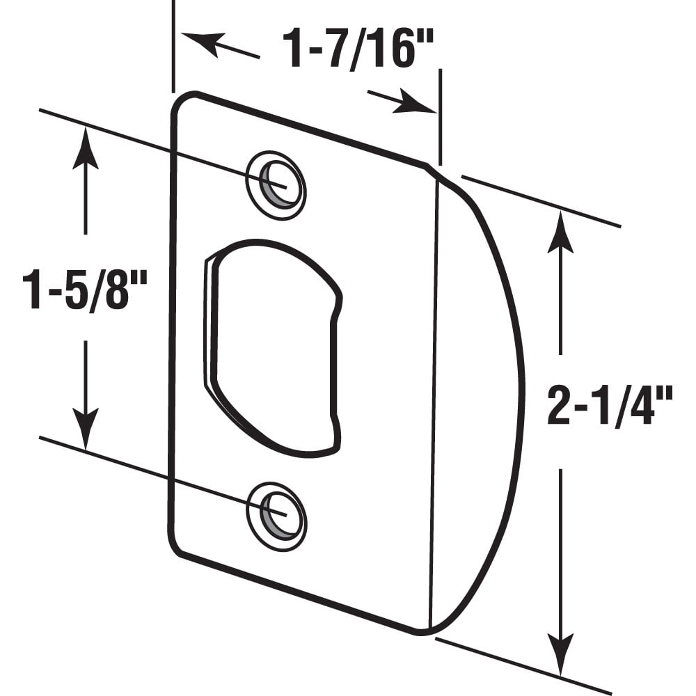 Standard Latch Strike, 1-5/8 in., Steel, Brass Plated Finish (2 Pack)