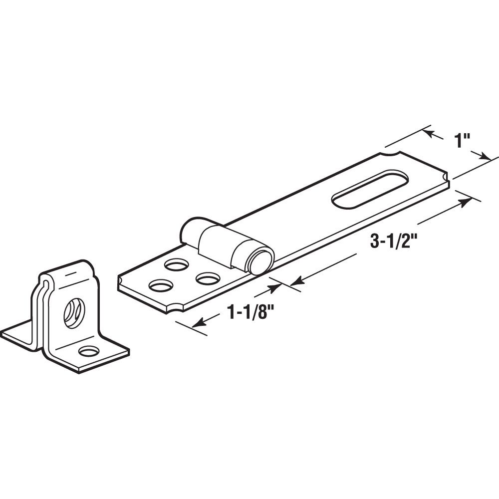 Safety Hasp, 3-1/2 in., Steel Construction, Zinc Plated Finish