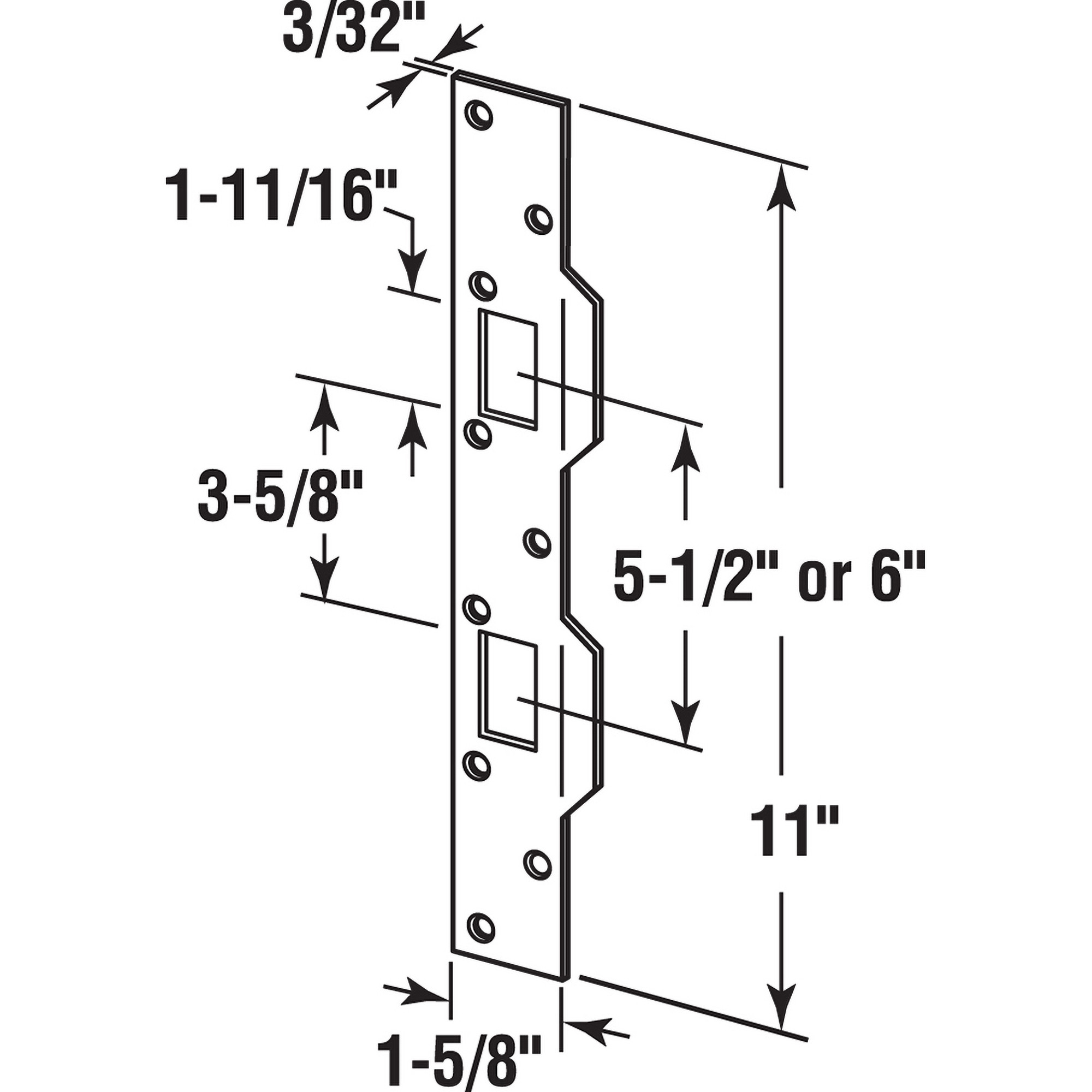 Max Security Combo Strike, 1-5/8 in. x 11 in., Steel, Satin Nickel (Single Pack)