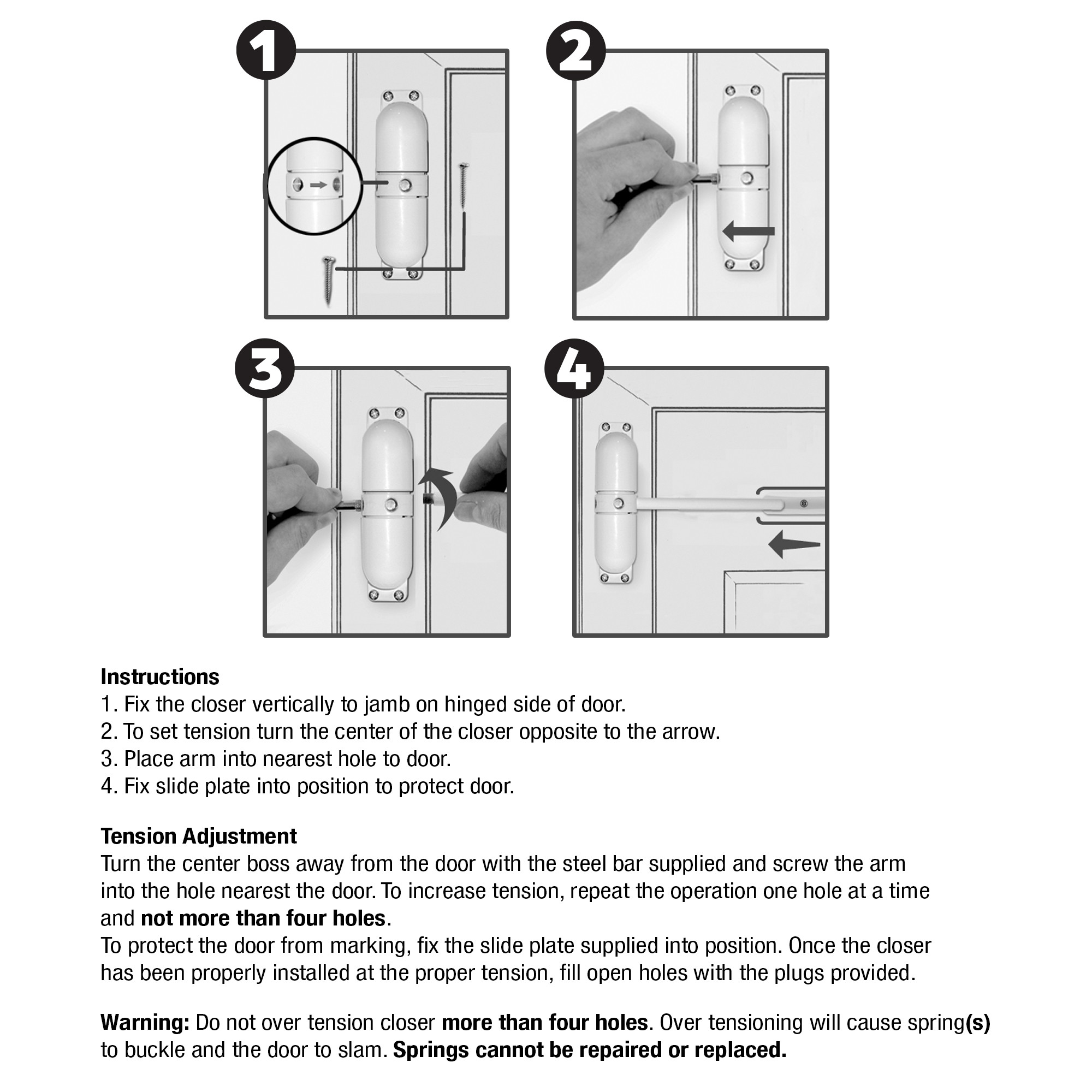 Safety Spring Door Closer, 4-1/4