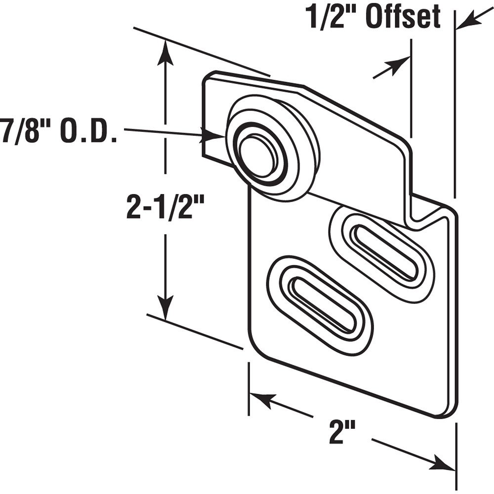 N 6668 |  Bypass Closet Door Top-Hung Front Rollers and Brackets, for Atlas Doors (2 Pack)
