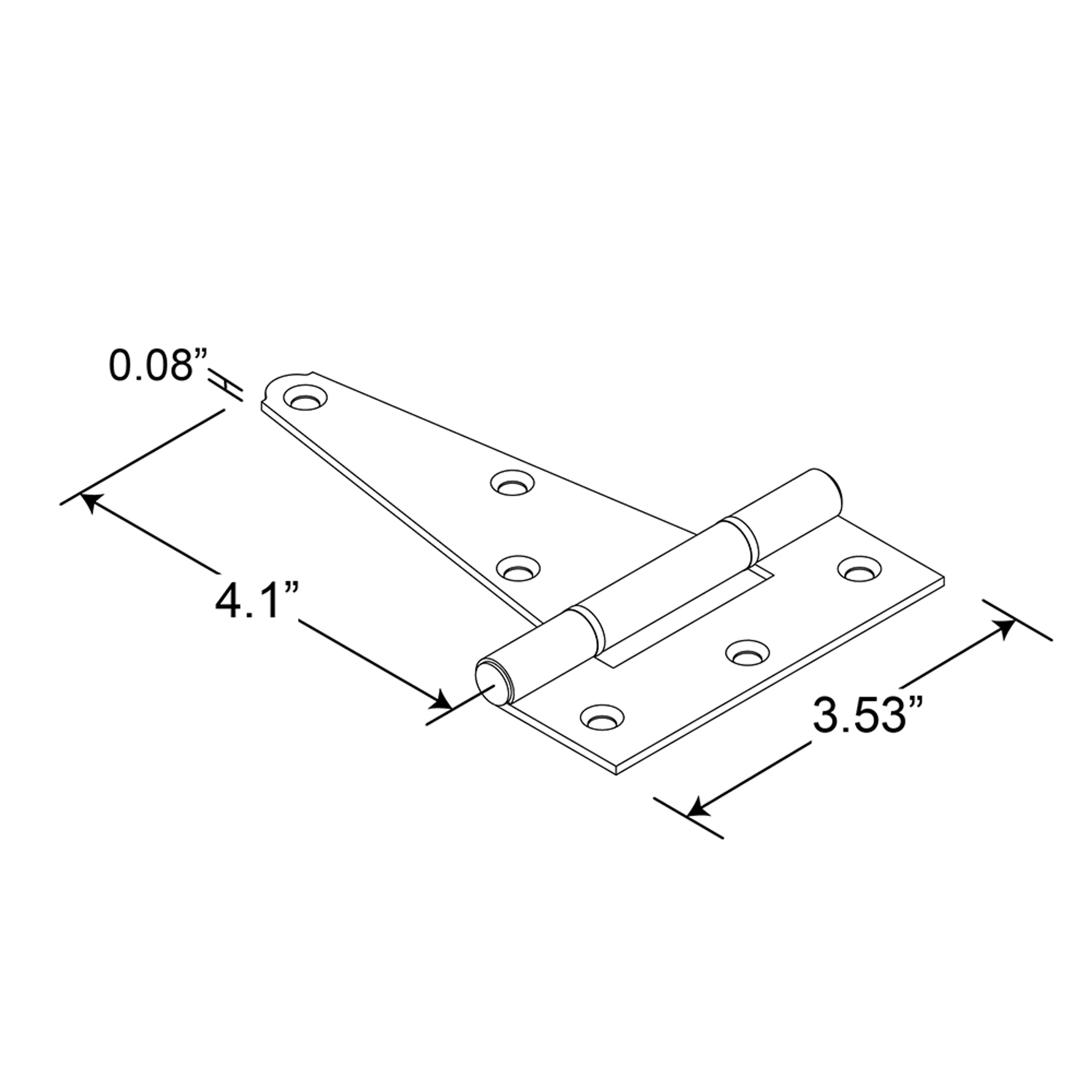 MP18678 |  Tee Hinge, 4 in., Hot Rolled Steel, Satin Nickel Finish, Heavy Duty (2 Pack)