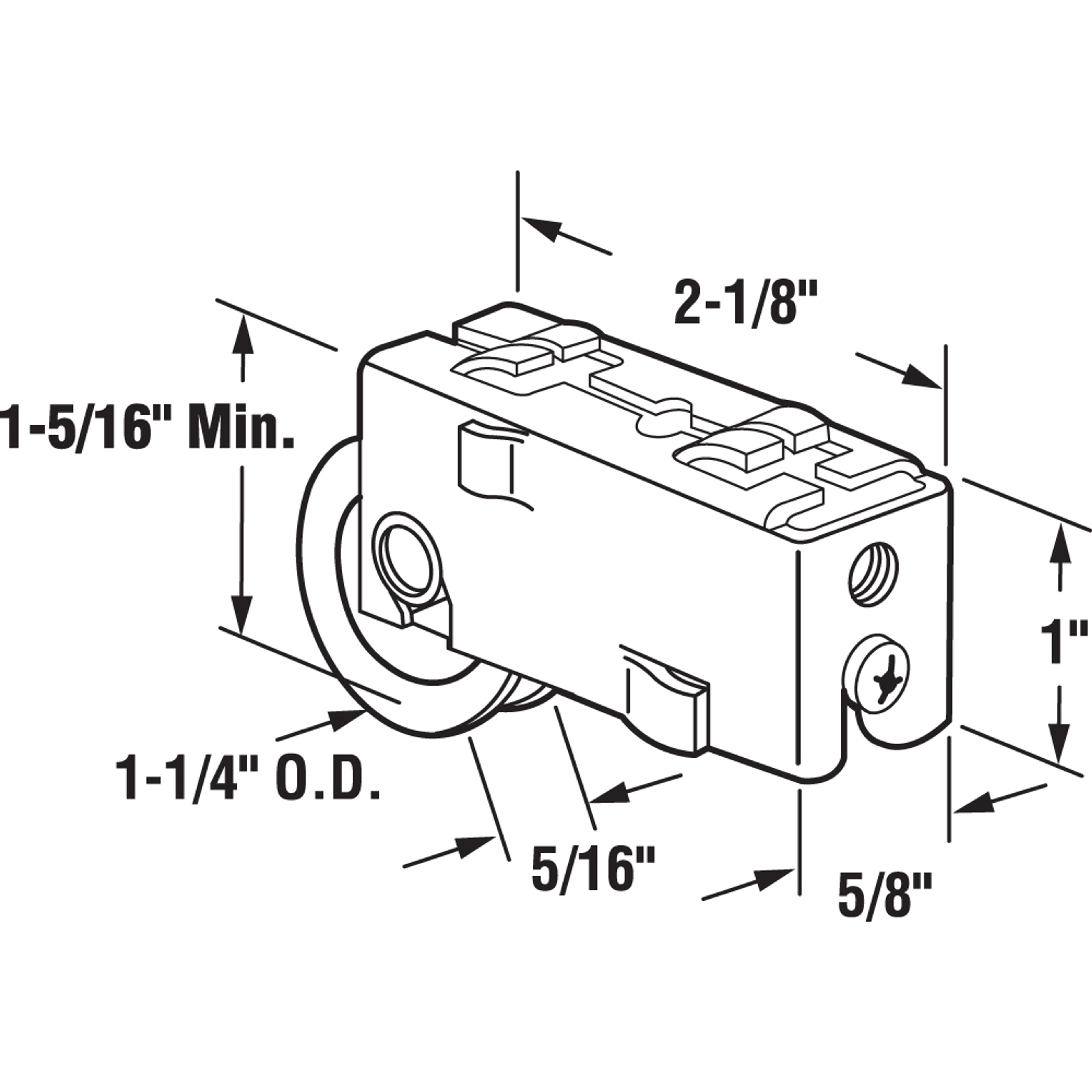 D 1785 |  Single 1-1/4 in. Steel Roller Assembly, Ball Bearing, Plain Back Housing (Single Pack)