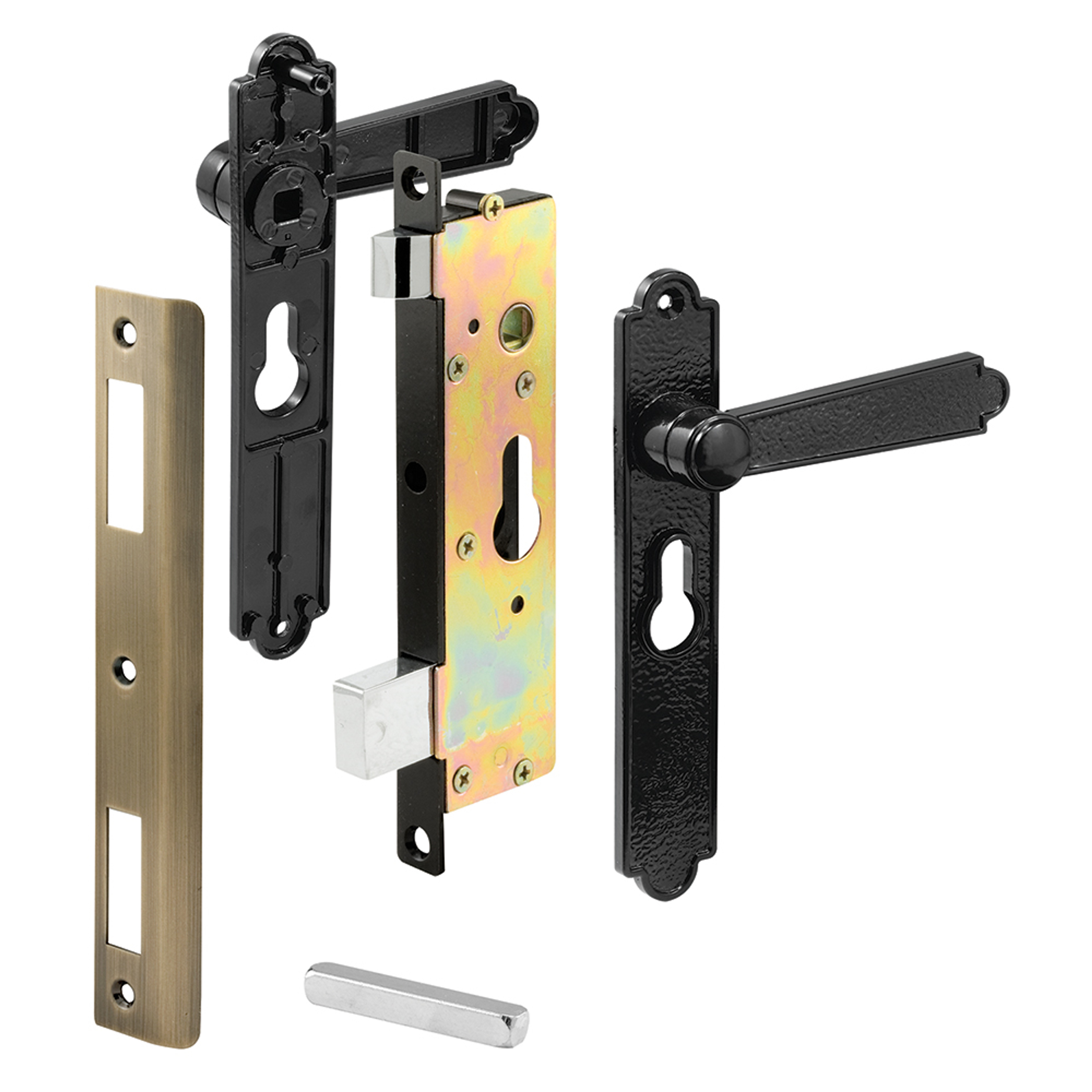 Security Door Non-Locking Mortise Handle Set, Steel and
