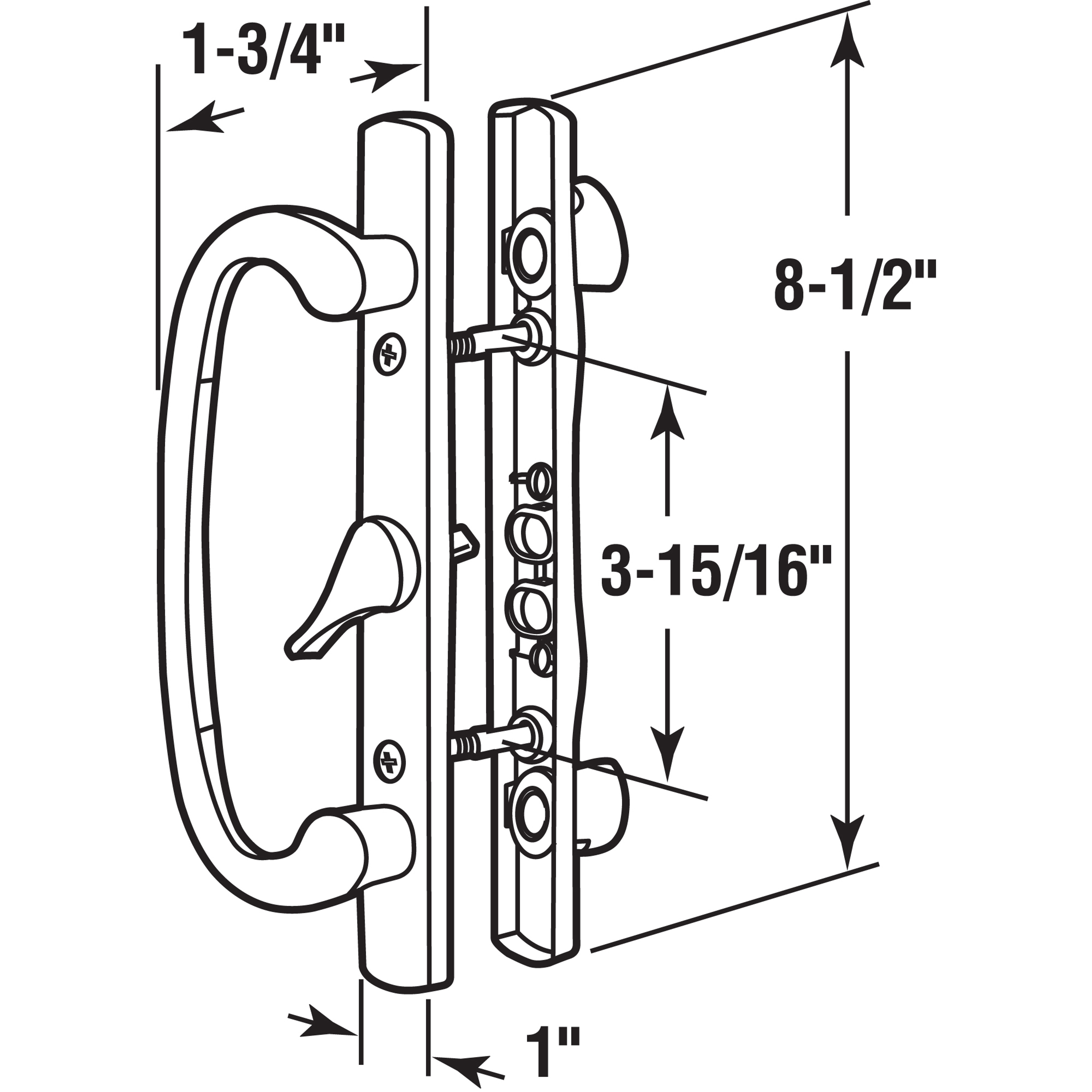 C 1319 |  Sliding Door Handle Set, Mortise (Single Pack)