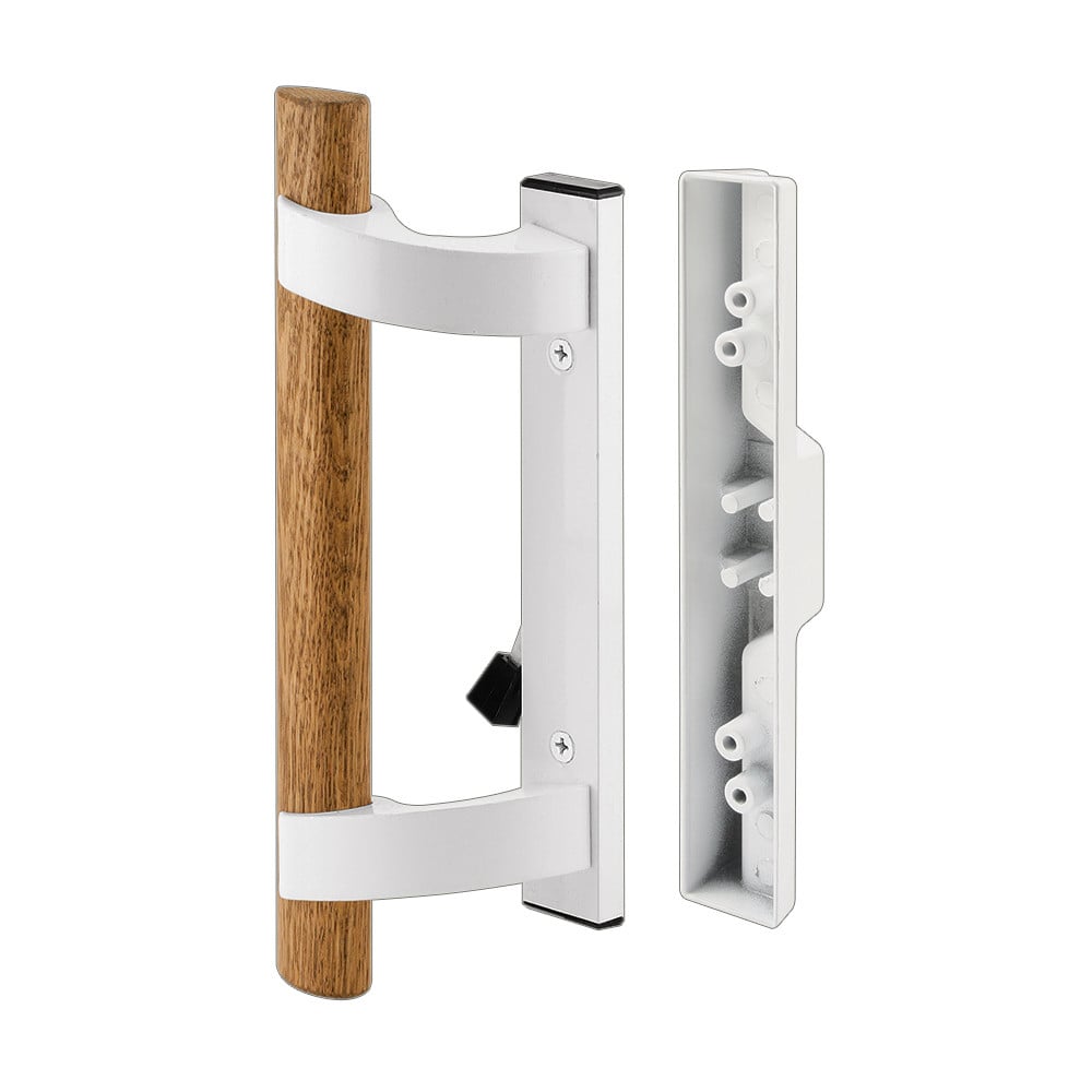C 1128 |  Patio Door Mortise Style Handle, White Diecast with Wood Handle (Single Pack)