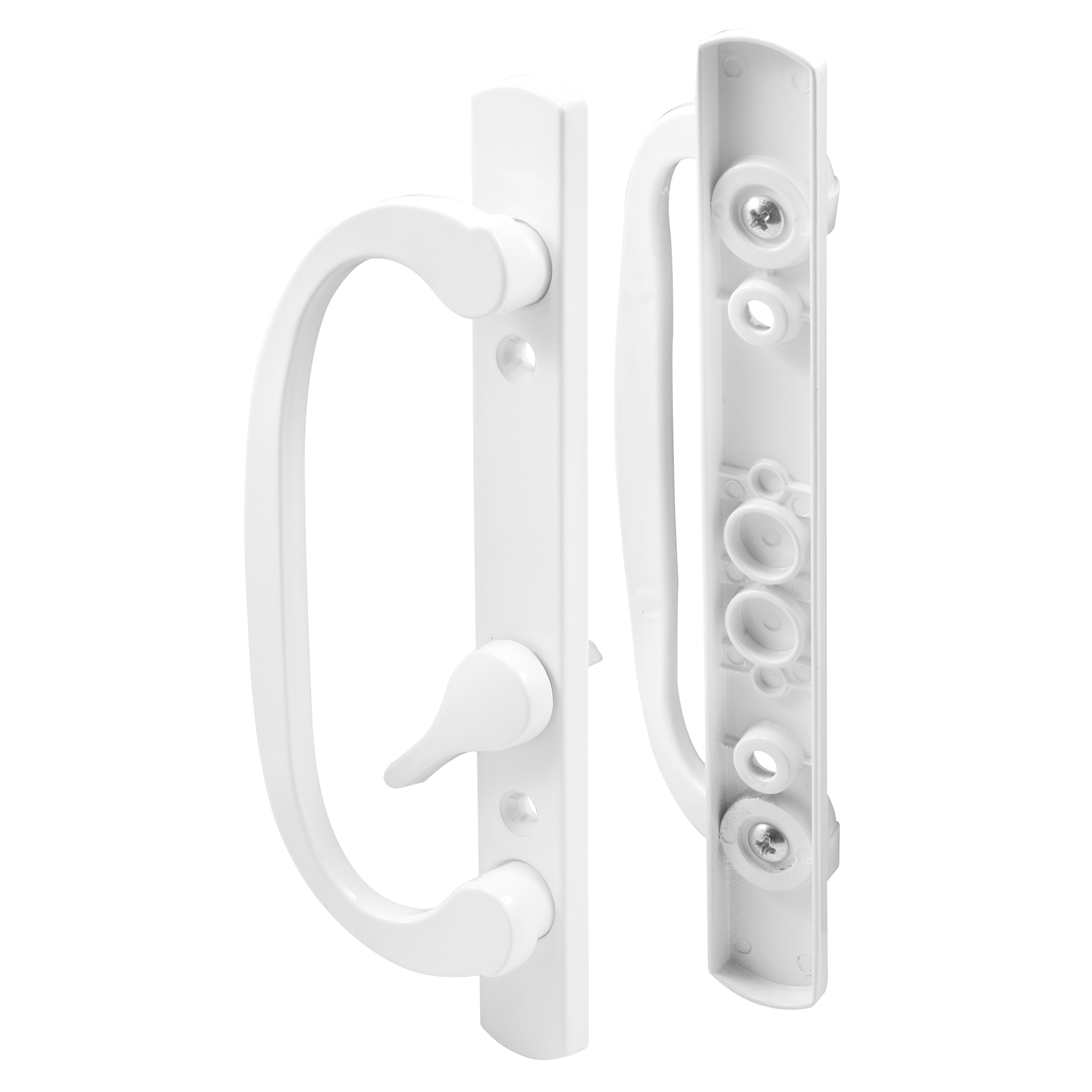 C 1280 |  Mortise Style Sliding Patio Door Handle Set - Replace Old or Damaged Door Handles Quickly and Easily – White Diecast, Non-Keyed, Fits 3-15/16 In. Hole Spacing (1 Set)