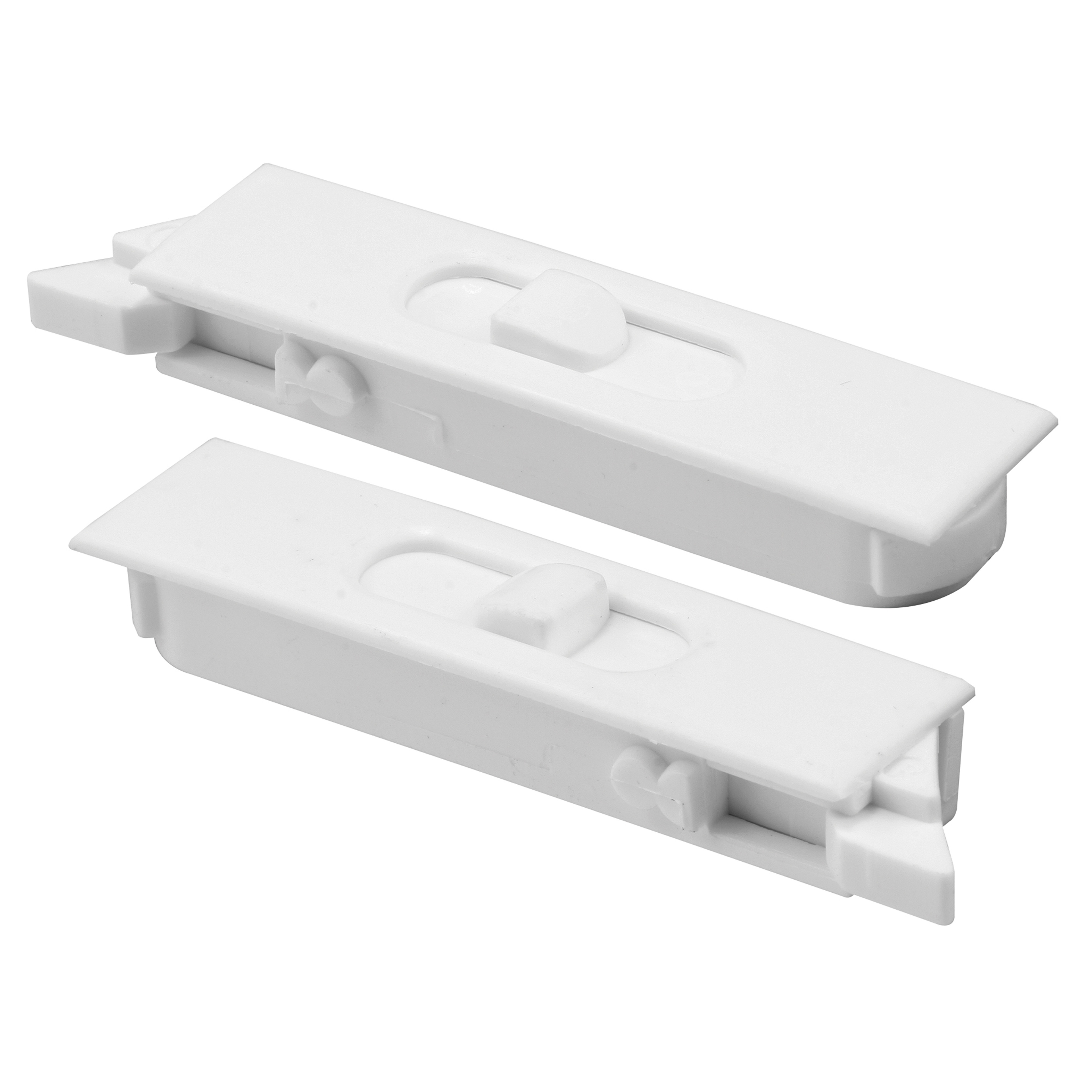 F 2749 |  Tilt Latch Pair, White Plastic Construction, Spring-Loaded, Snap-In (1 Pair)