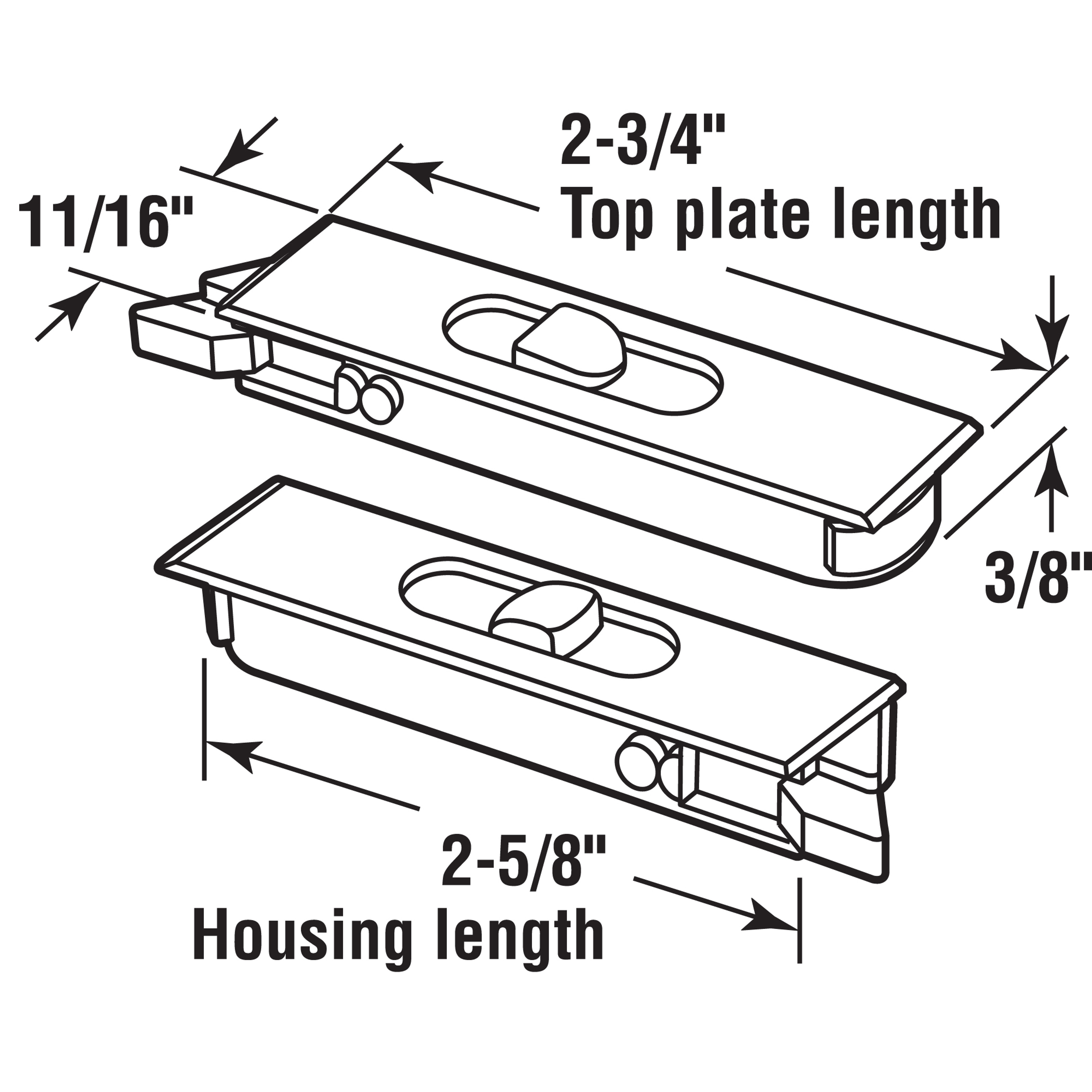 F 2749 |  Tilt Latch Pair, White Plastic Construction, Spring-Loaded, Snap-In (1 Pair)