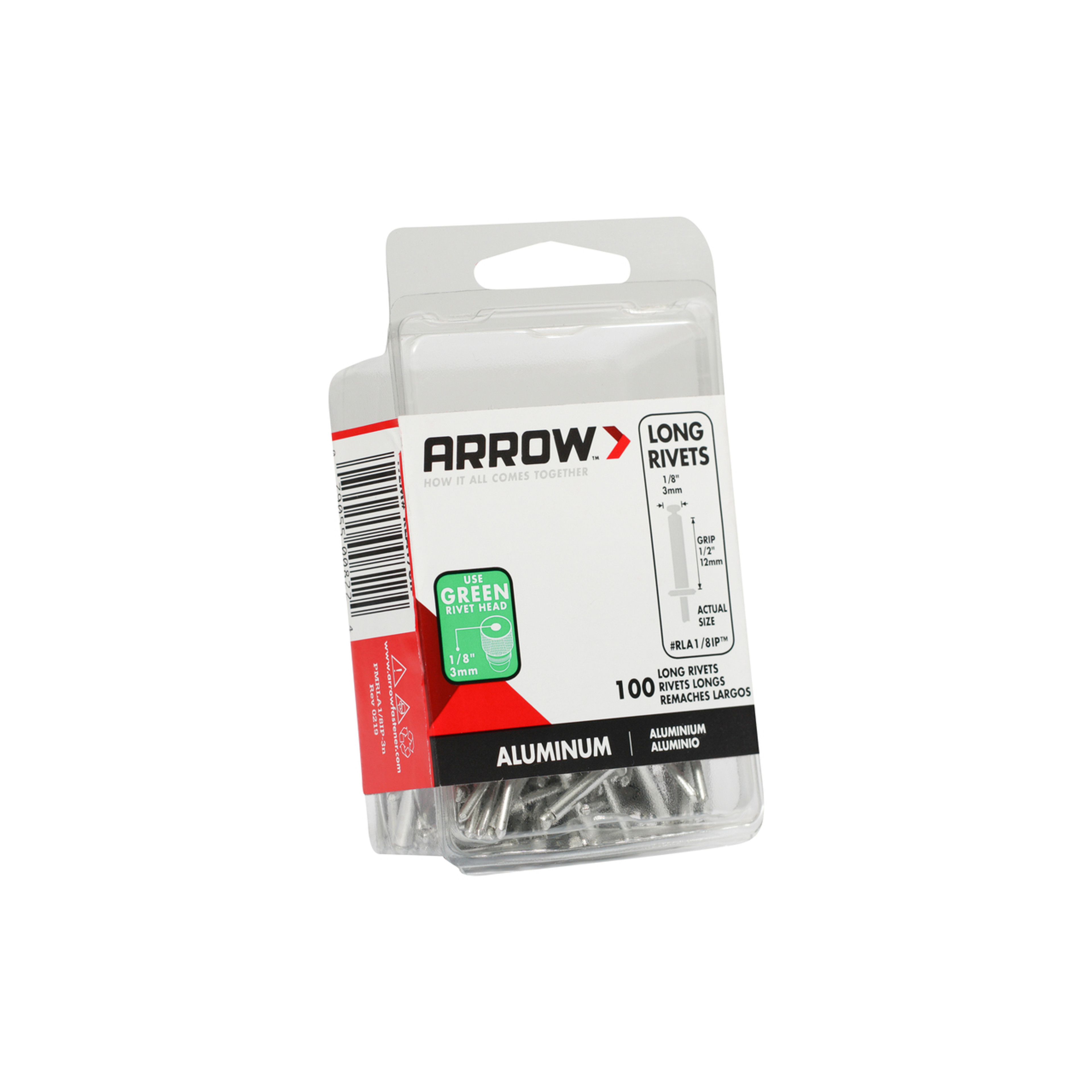 Arrow RLA1/8IP Long Aluminum 1/8-Inch Pop Rivets, 100-Pack
