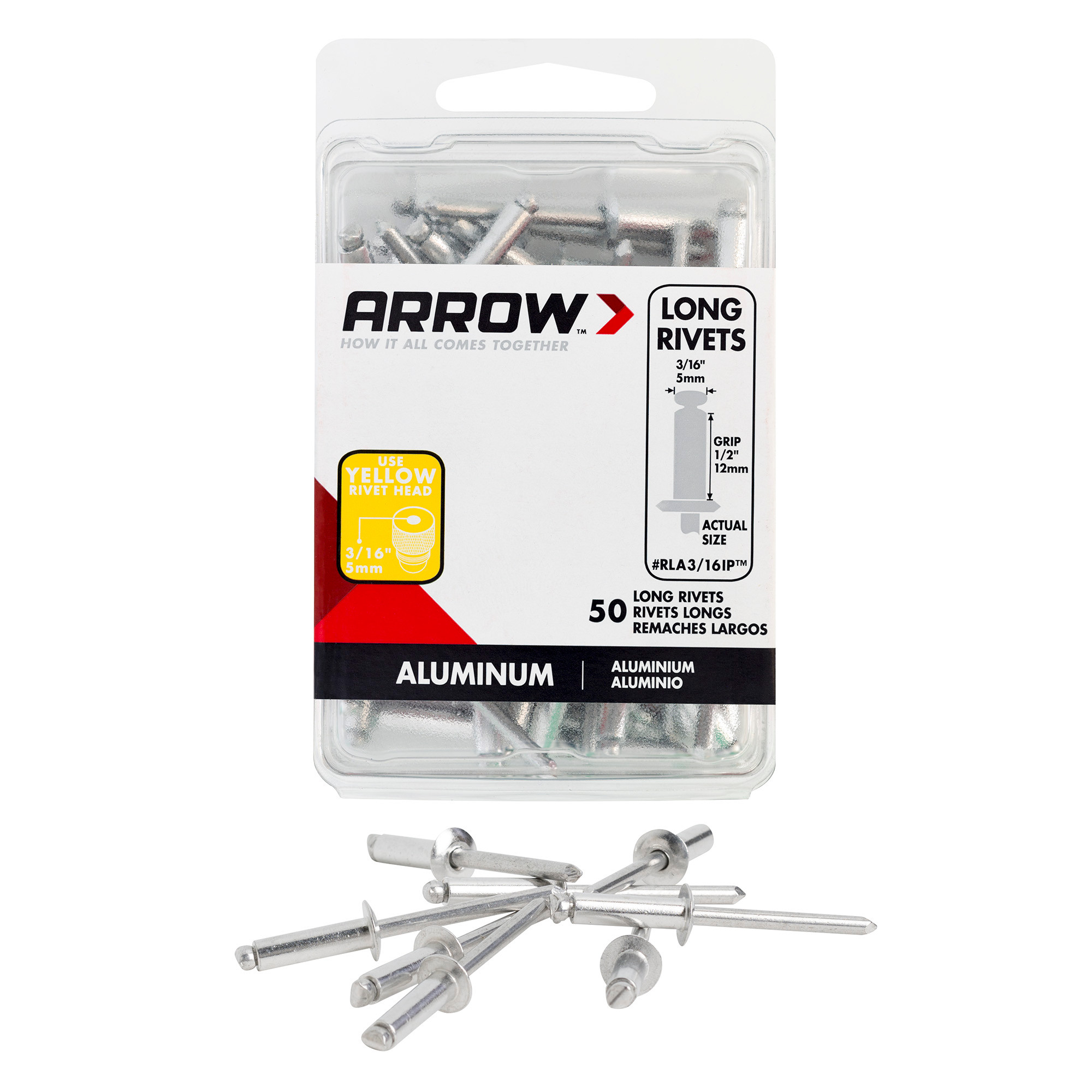 riripopo Arrow RLA3/16IP Long Aluminum 3/16-Inch Pop Rivets, 50-Pack