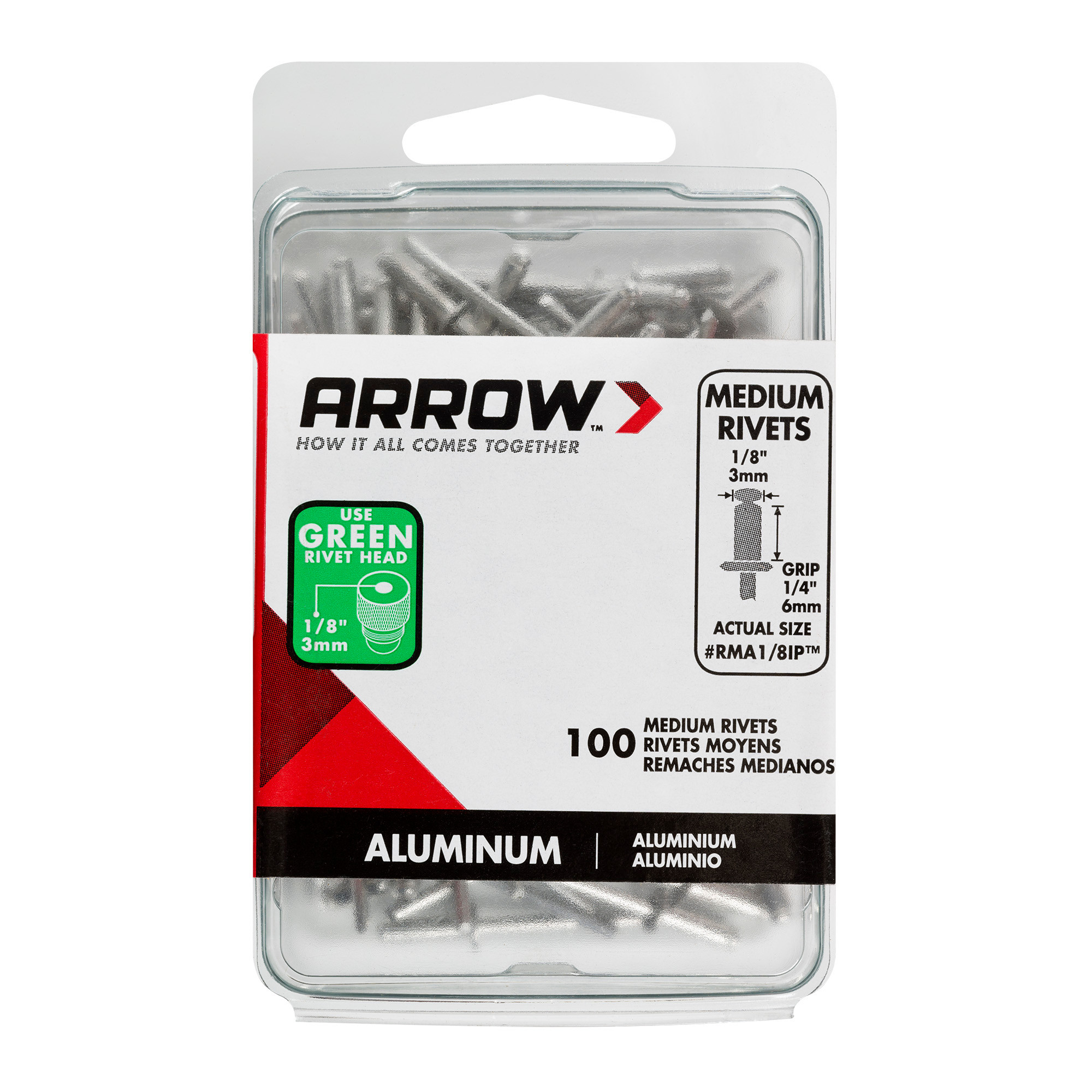 Arrow RMA1/8IP Medium Aluminum 1/8-Inch Pop Rivets, 20-Pack