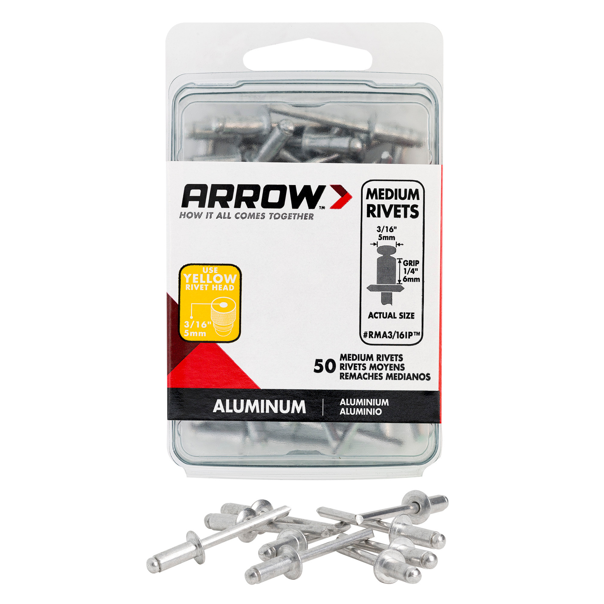 Arrow RMA3/16IP Medium Aluminum 3/16-Inch Pop Rivets, 50-Pack