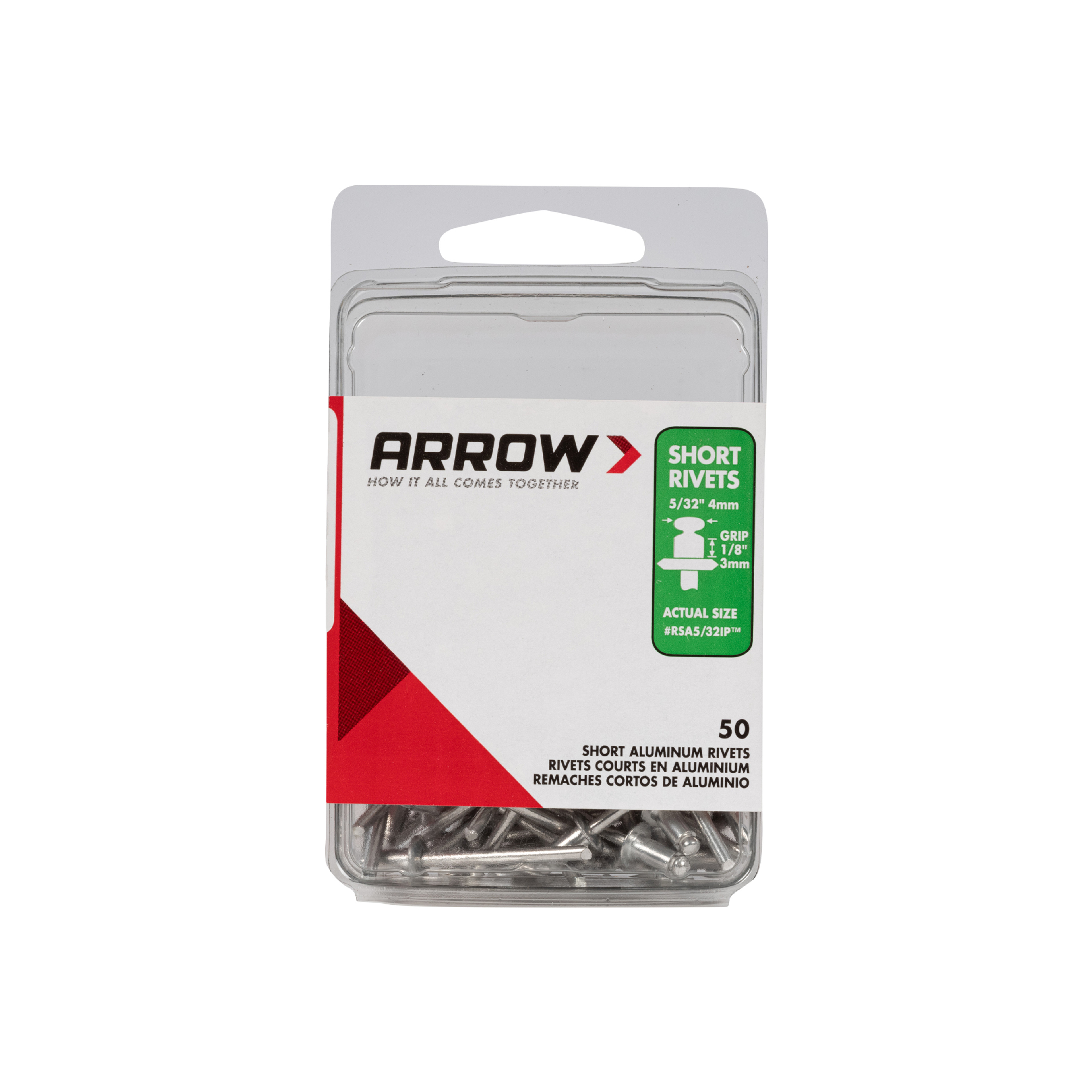 Arrow RSA5/32IP Short Aluminum 5/32-Inch Rivets, 50-Pack
