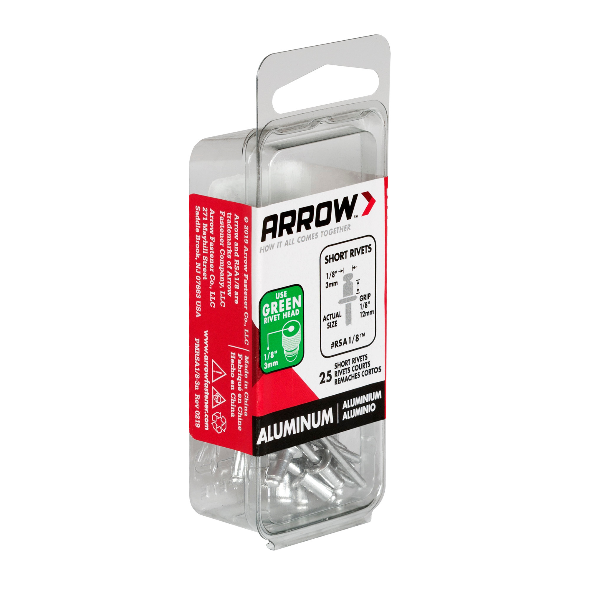 Arrow RSA1/8 Short Aluminum 1/8-Inch Rivets, 25-Pack - Arrow Tool