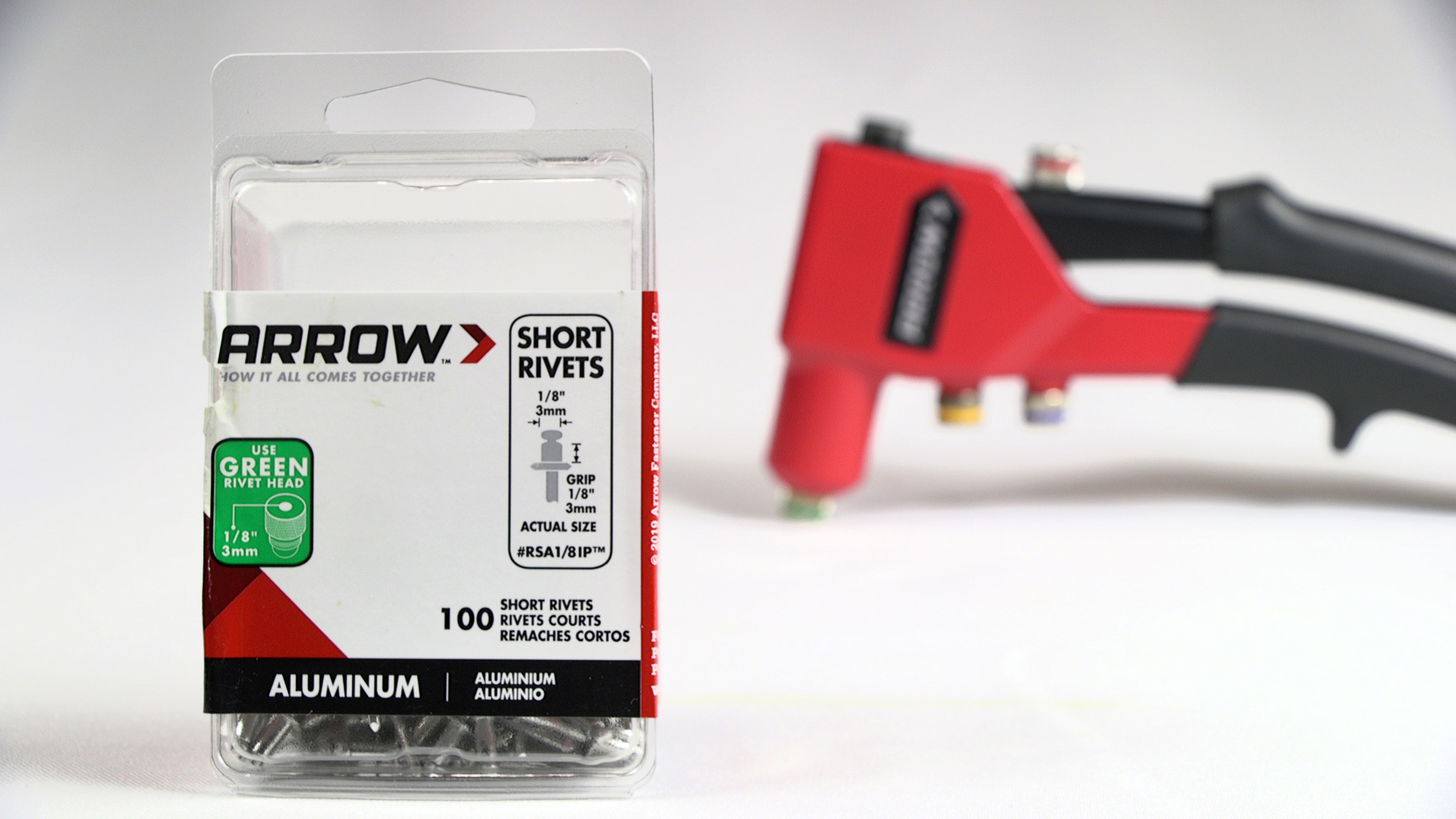 Arrow RSA1/8IP Short Aluminum 1/8-Inch Pop Rivets, 100-Pack