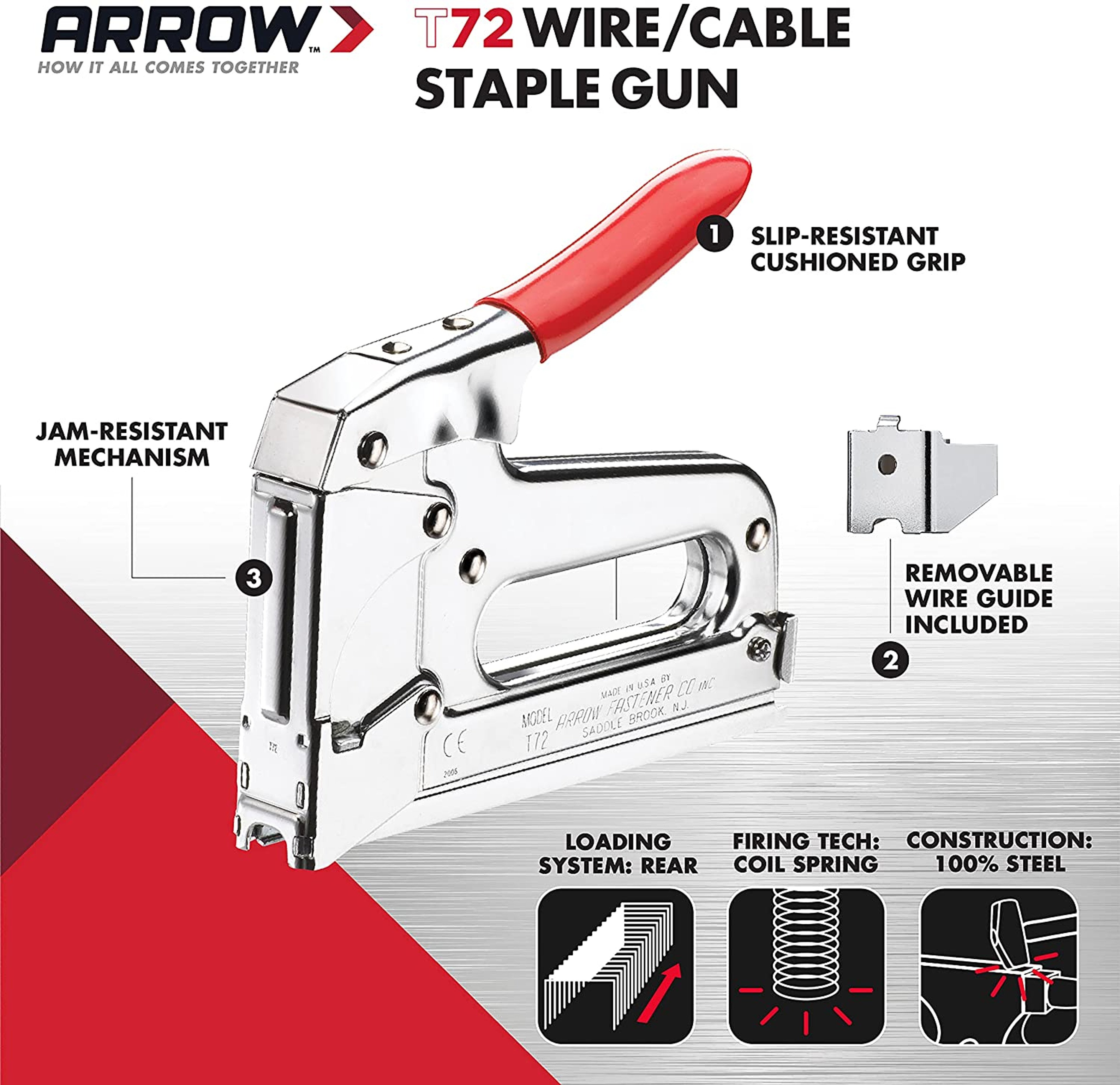 Arrow T72 Heavy Duty Wire & Cable Staple Gun, Insulated Staples