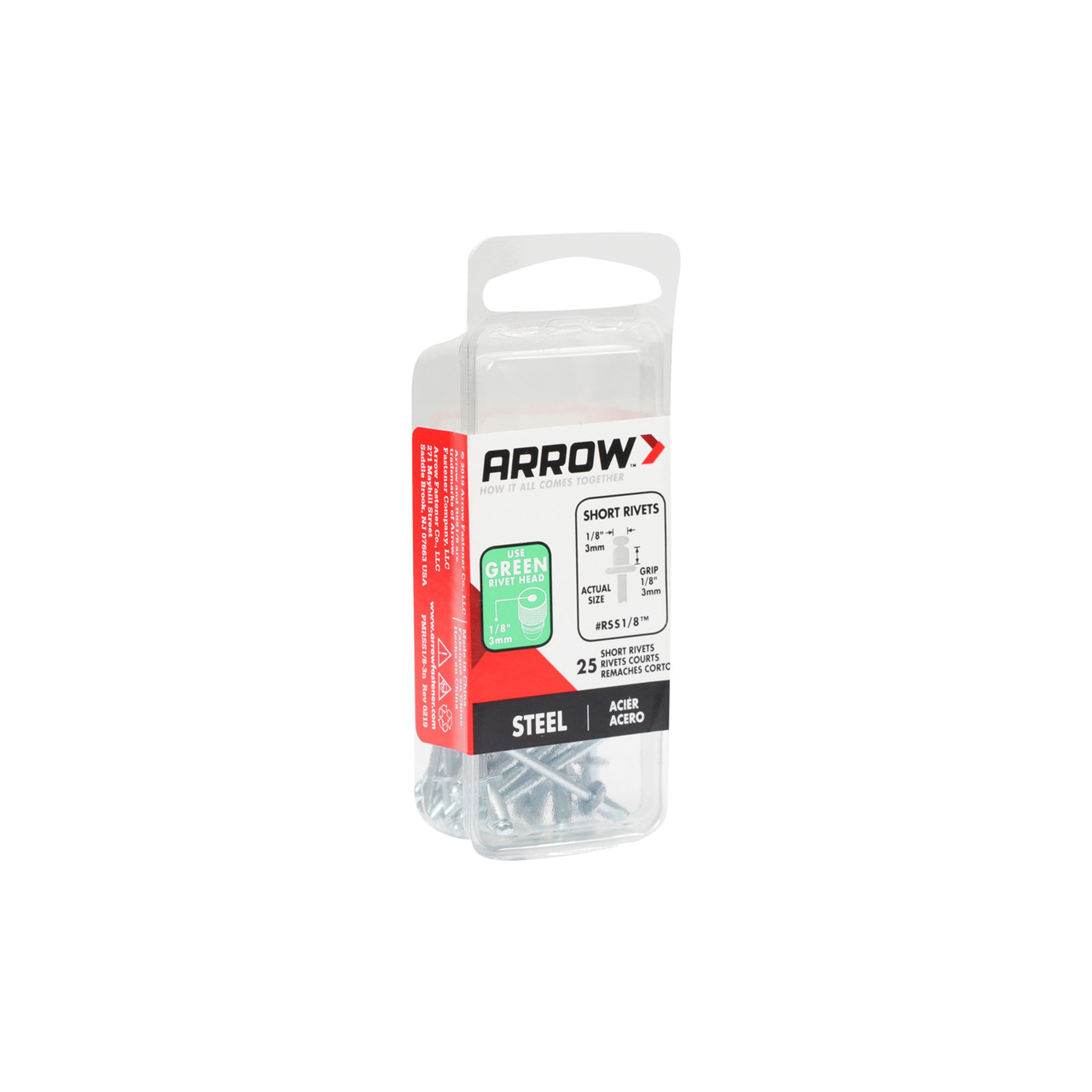 Arrow RSS1/8 Short Steel 1/8-Inch Pop Rivets for Metal, 25-Pack
