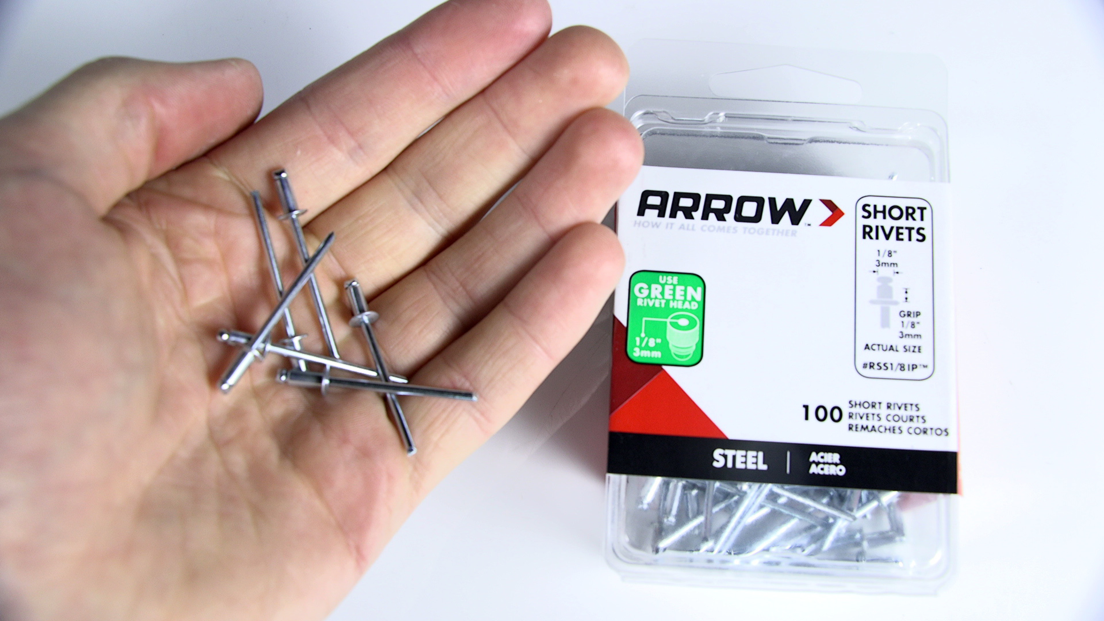 Arrow RSS1/8IP Short Steel 1/8-Inch Pop Rivets, 100-Pack