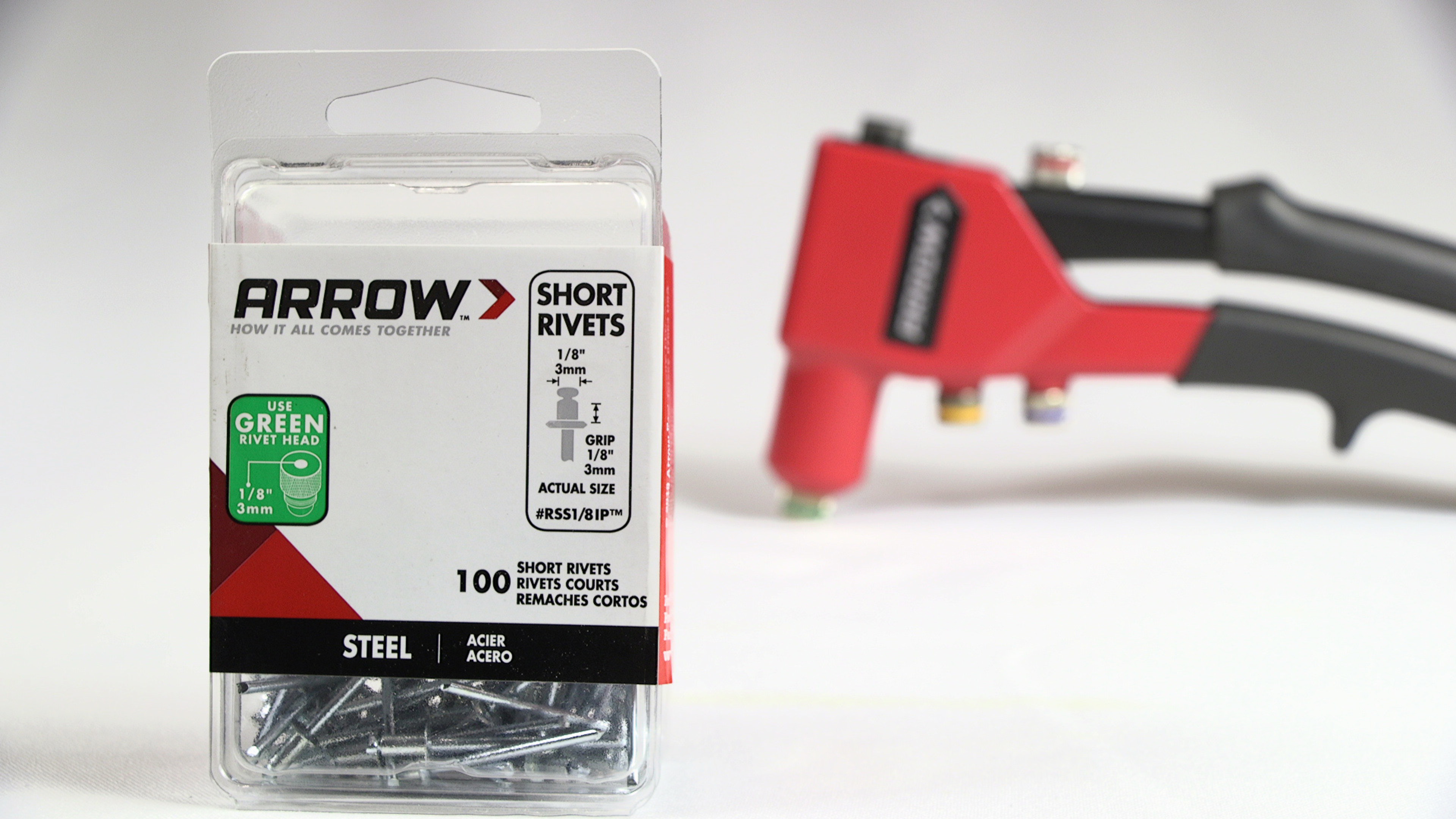 Arrow RSS1/8IP Short Steel 1/8-Inch Pop Rivets, 100-Pack