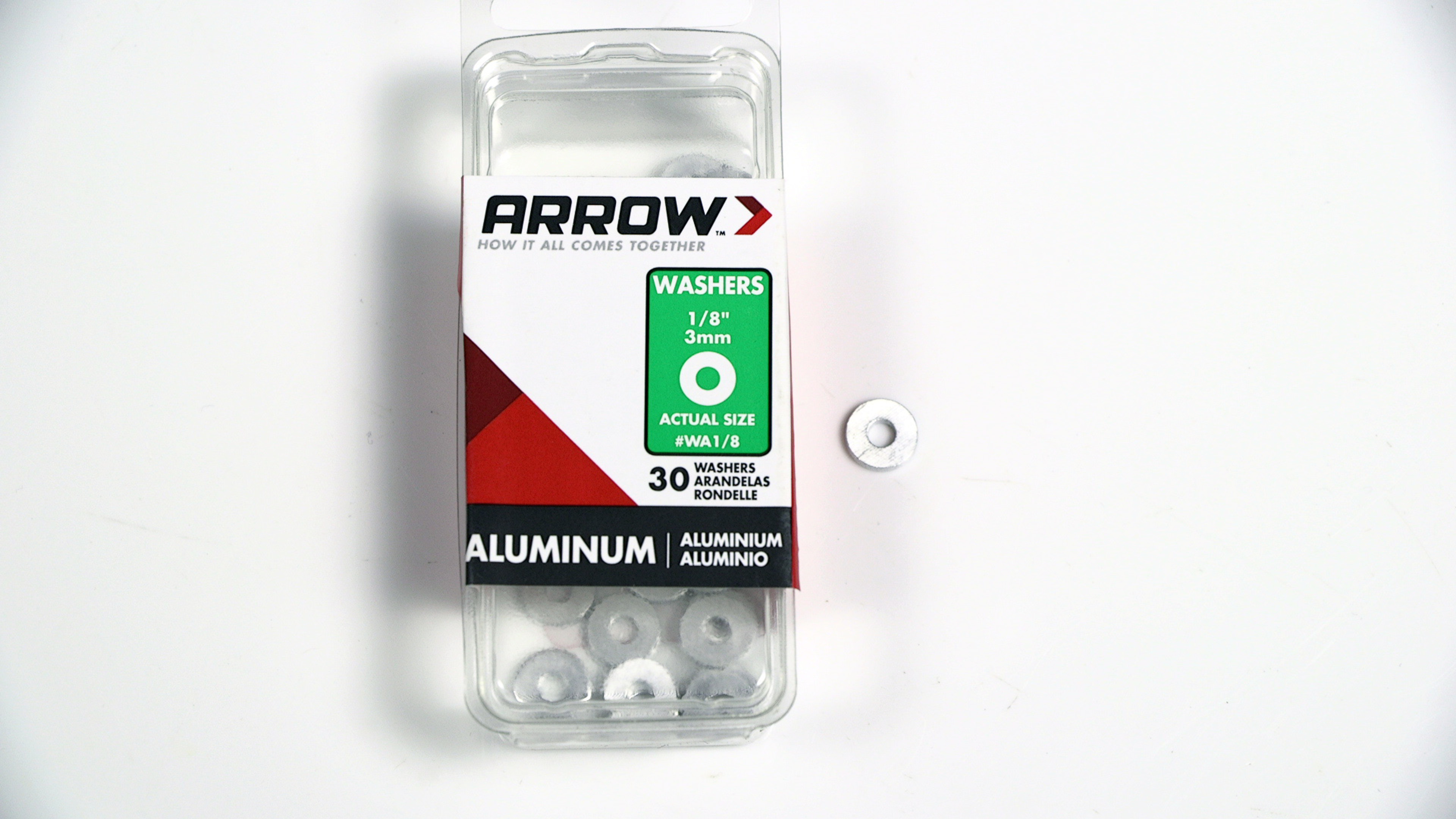 Arrow WA1/8 Aluminum Washers, 1/8-Inch, 30-Count