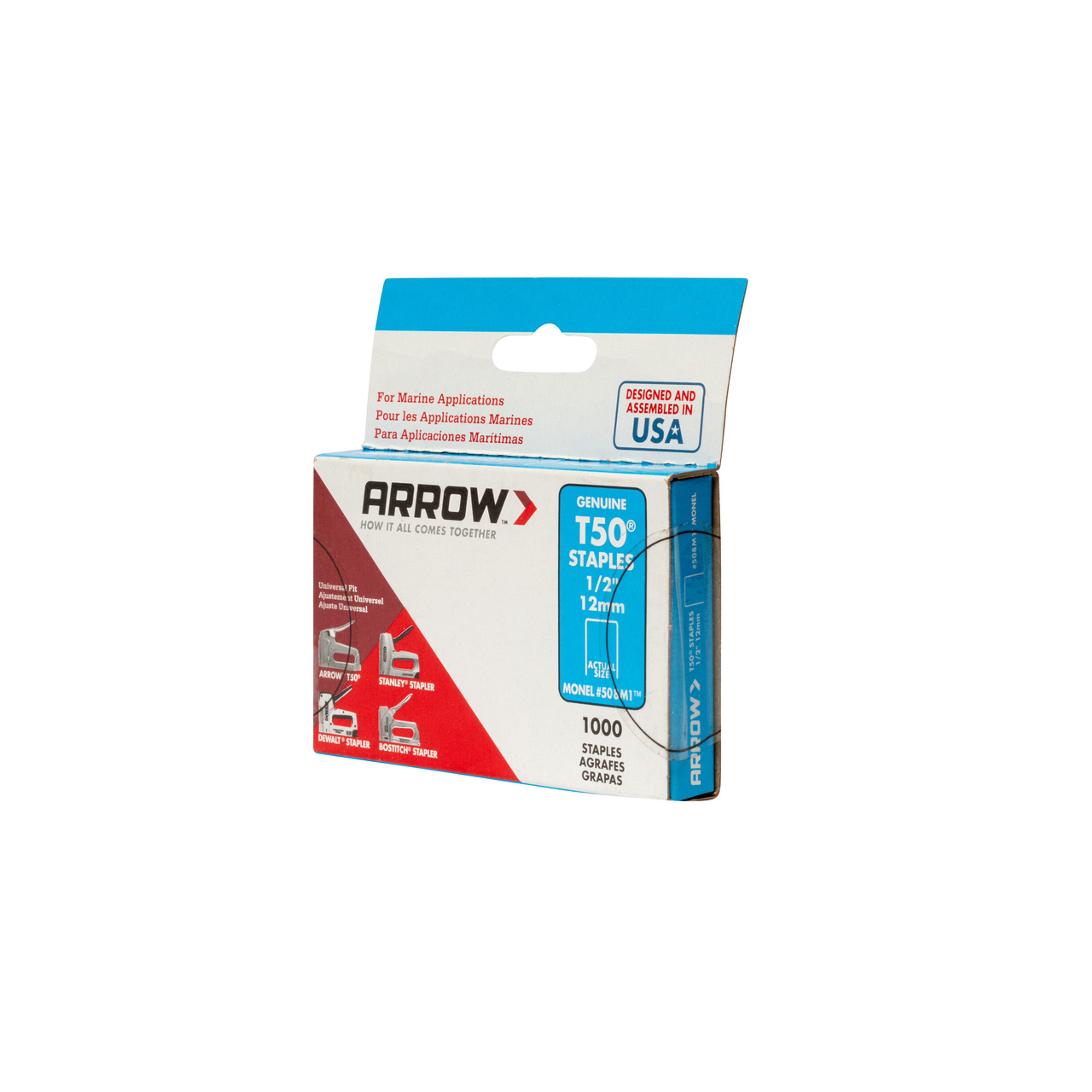 Arrow T50 Heavy Duty Monel Staples, 1/2" x 3/8", 1000ct