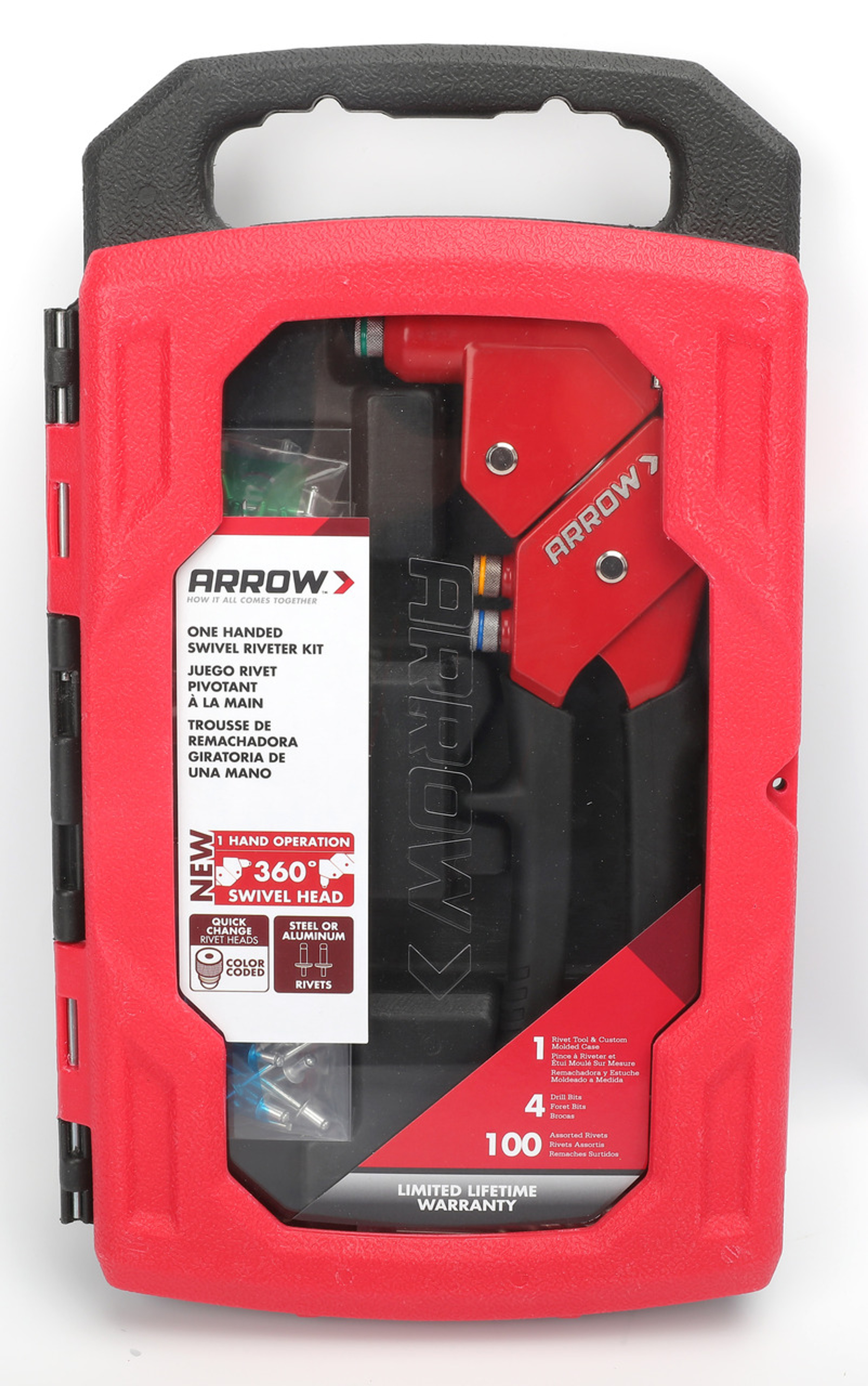 Arrow RT187SHK Swivel Head One-Handed Rivet Tool Kit-Manual Riveter