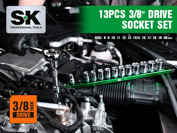 SK SK01341 12 Piece Metric 3/8-In Drive Standard Socket Set