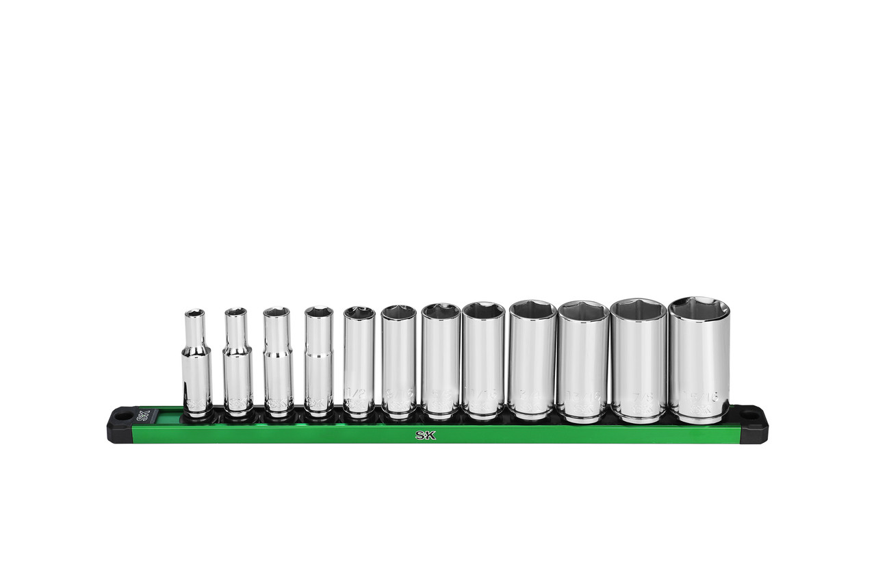 SK SK01346 12 Piece SAE 3/8-In Drive Deep Socket Set - Arrow Tool