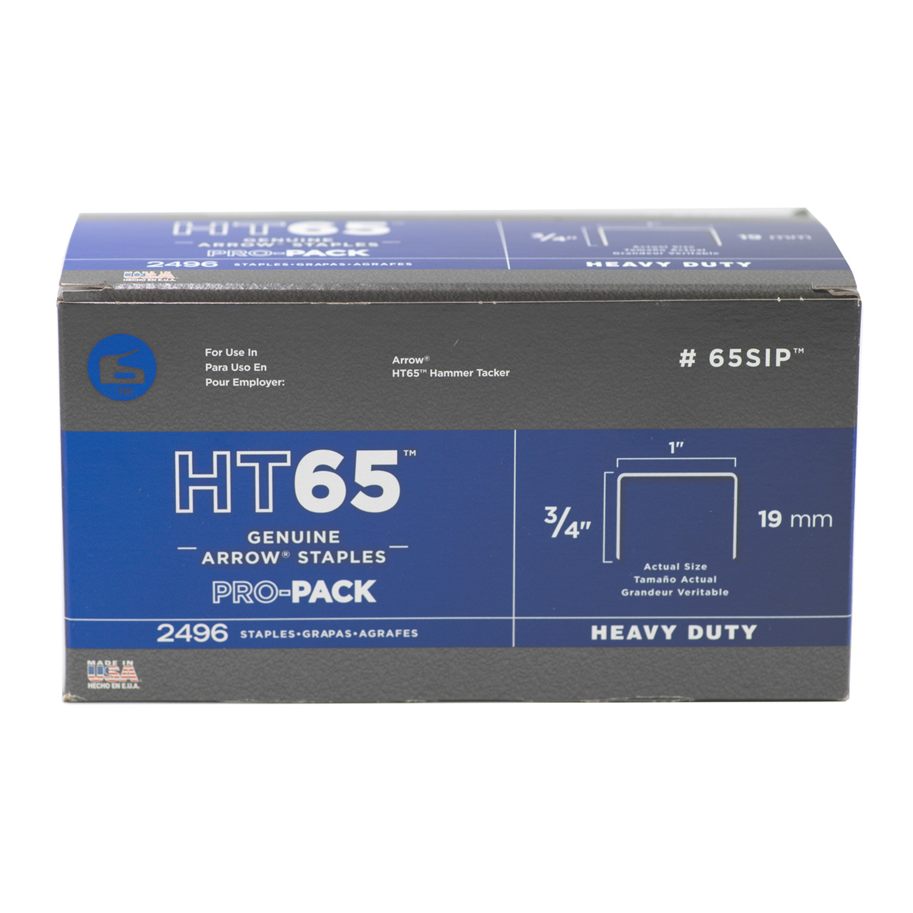 Arrow HT65S Hammer Tacker Heavy Duty Staples, 3/4" x 1", 2496ct