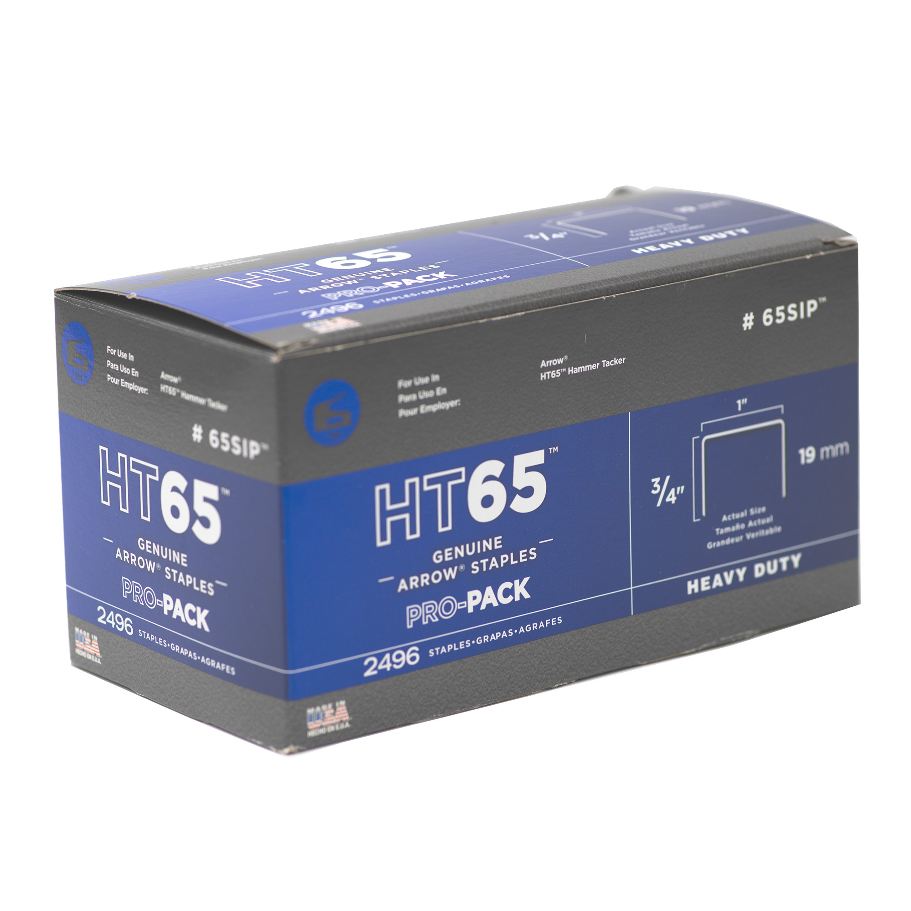 Arrow HT65S Hammer Tacker Heavy Duty Staples, 3/4" x 1", 2496ct