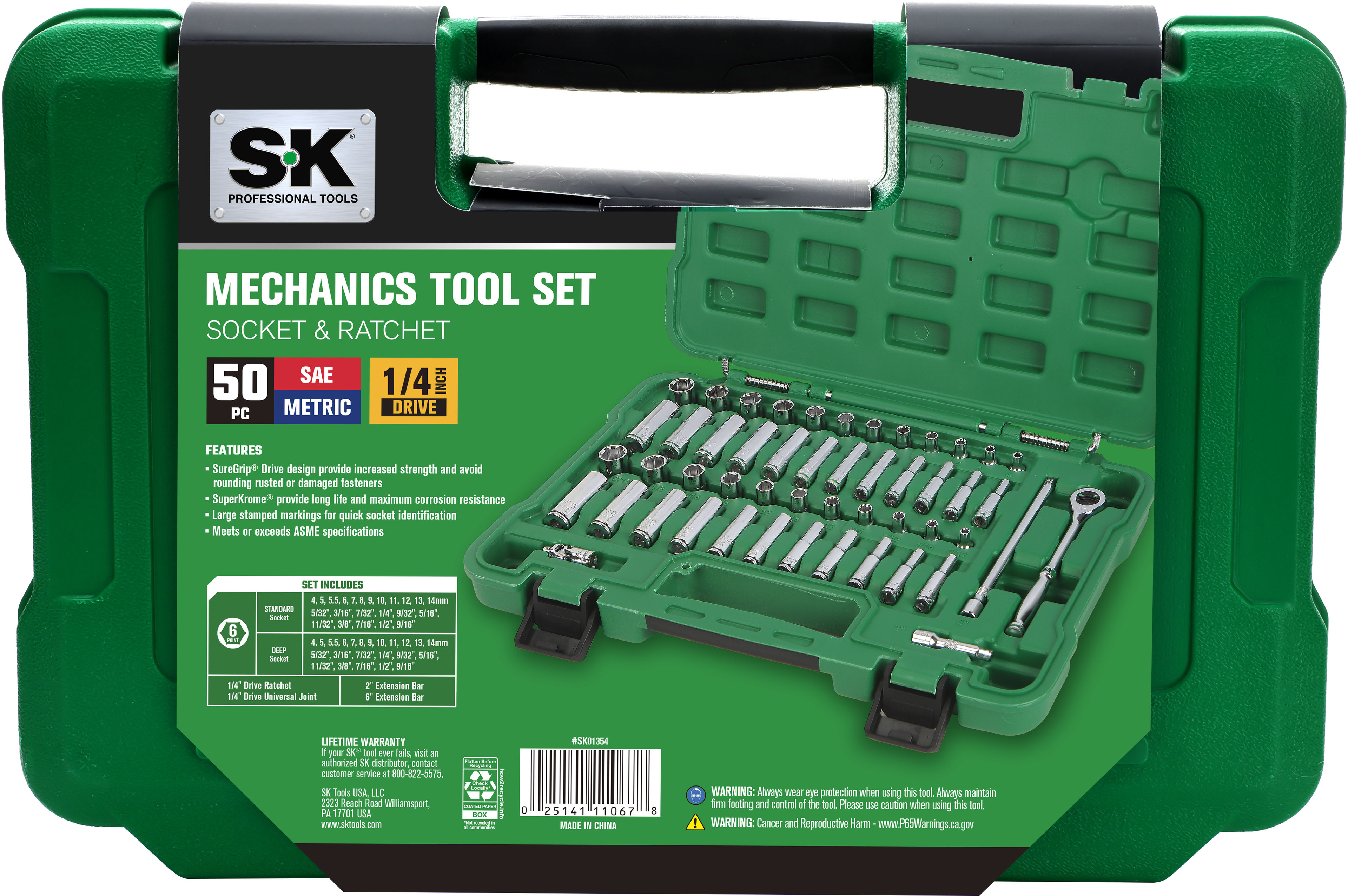 SK SK01354 50 Piece 1/4-in 160P Mechanic Tool Set - Arrow Tool Group