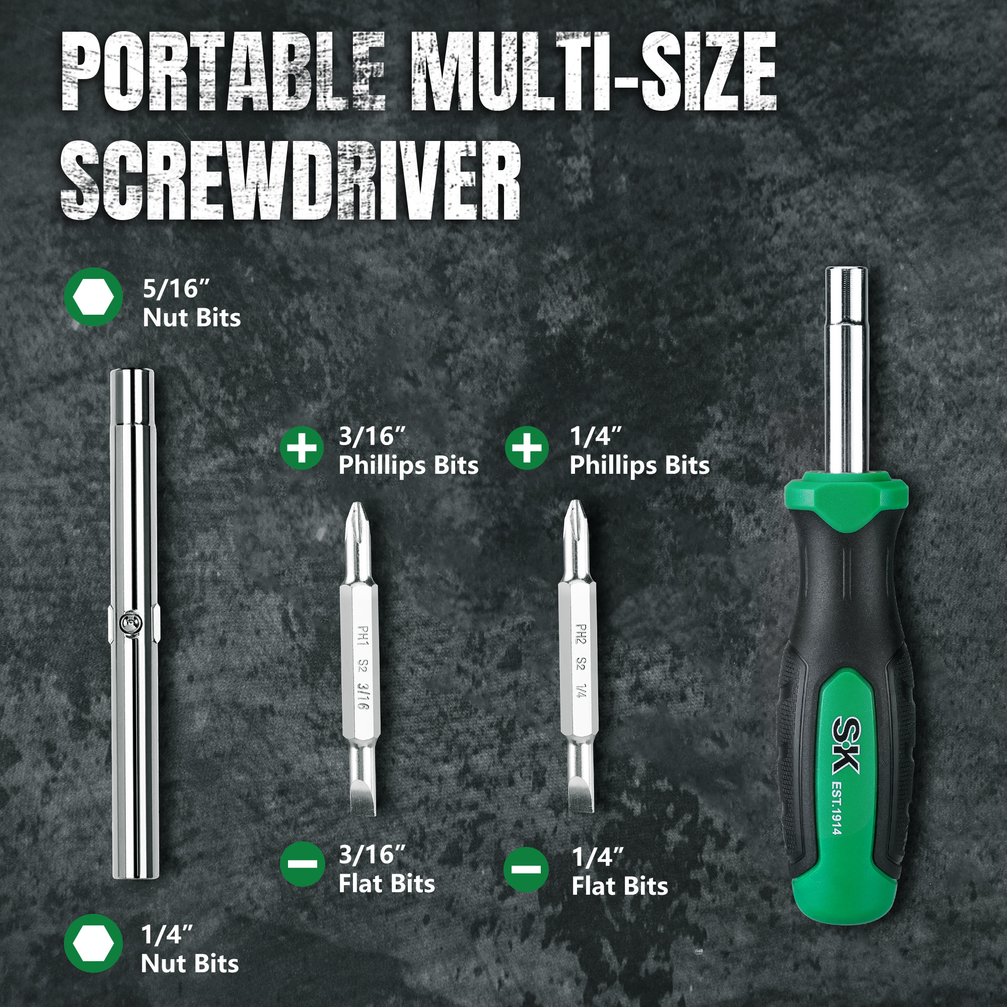 SK SK02000 6-in-1 Screwdriver - Arrow Tool Group