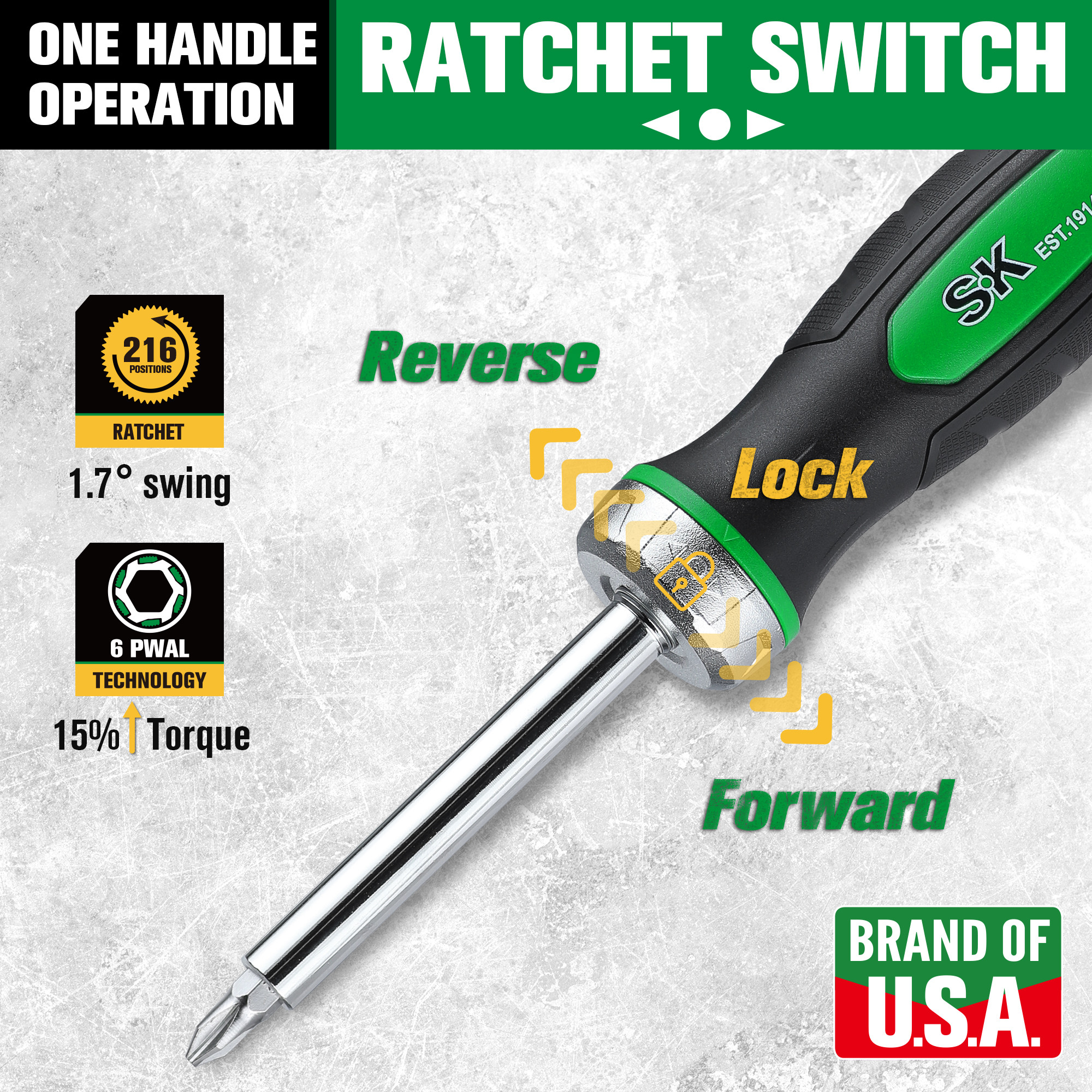 SK SK02017 216P Ratcheting Screwdriver 7-in-1 - Arrow Tool Group