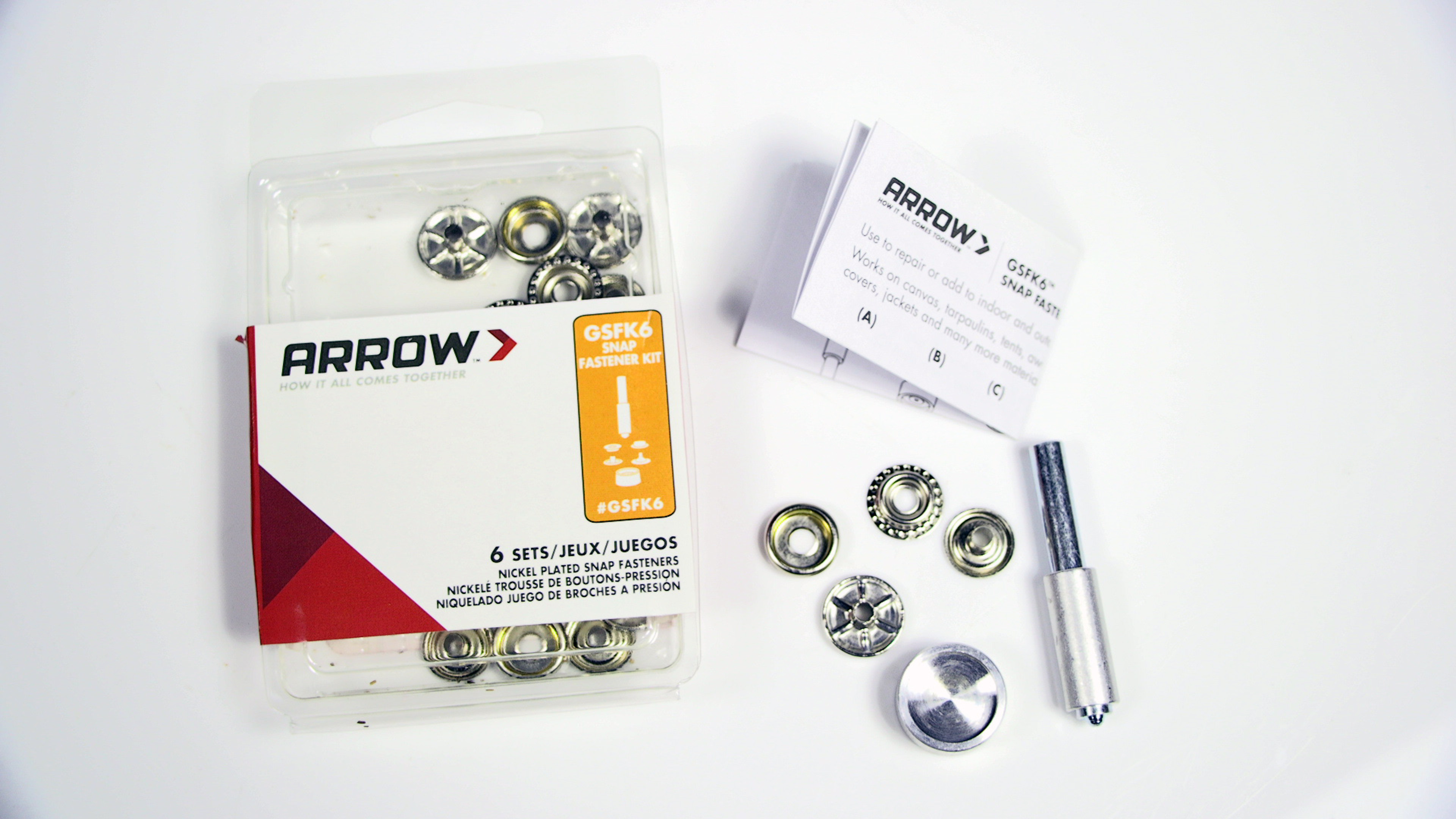 Arrow GSFK6 Indoor/Outdoor Snap Fastener Kit