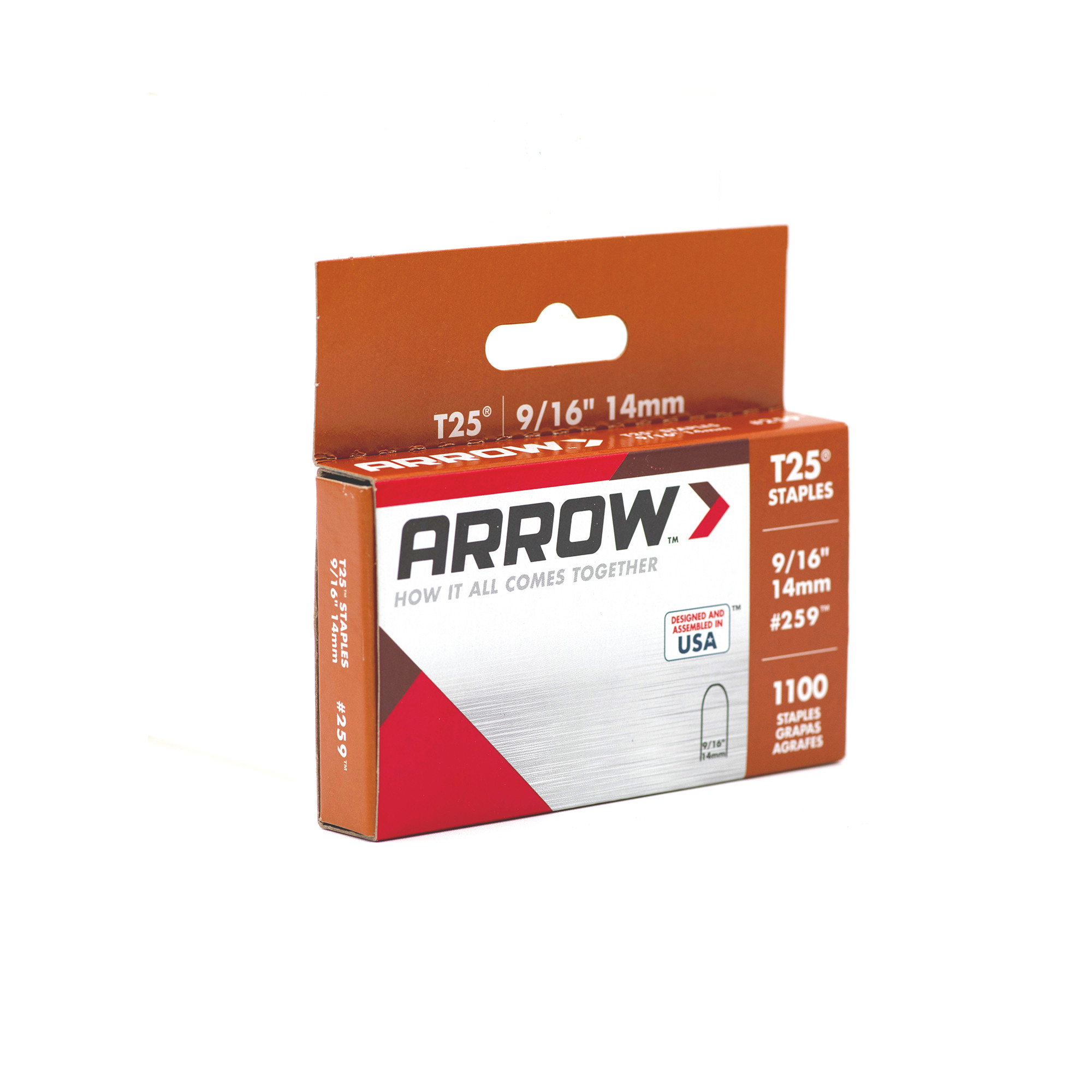 Arrow T25 Round Crown Wire/Cable Staples, 9/16" x 5/16", 1100ct