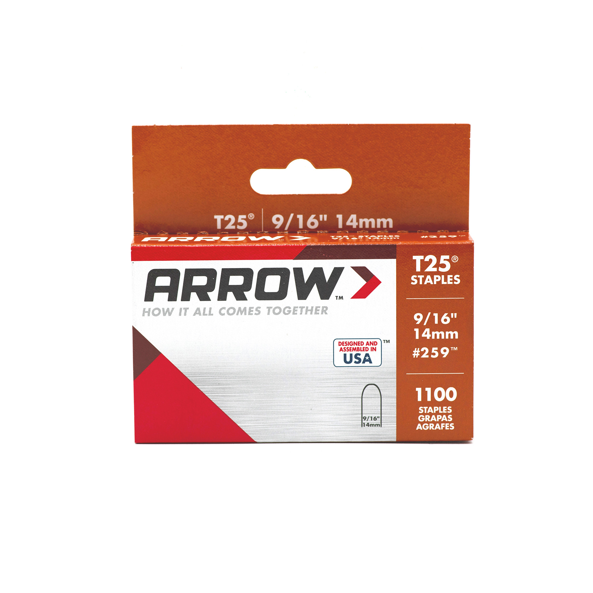 Arrow T25 Round Crown Wire/Cable Staples, 9/16" x 5/16", 1100ct