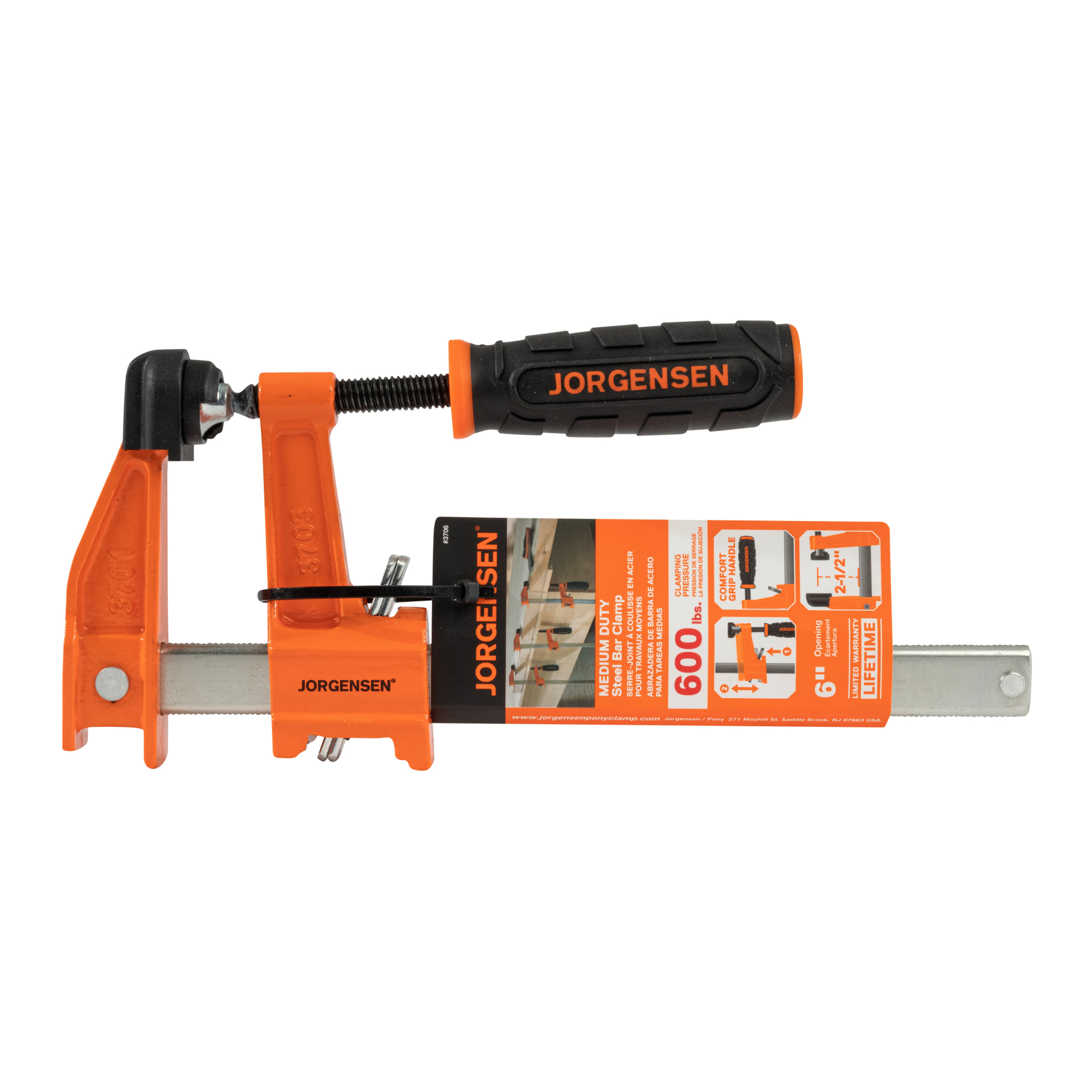 Jorgensen 3706 Medium Duty Bar Clamp, 6 In