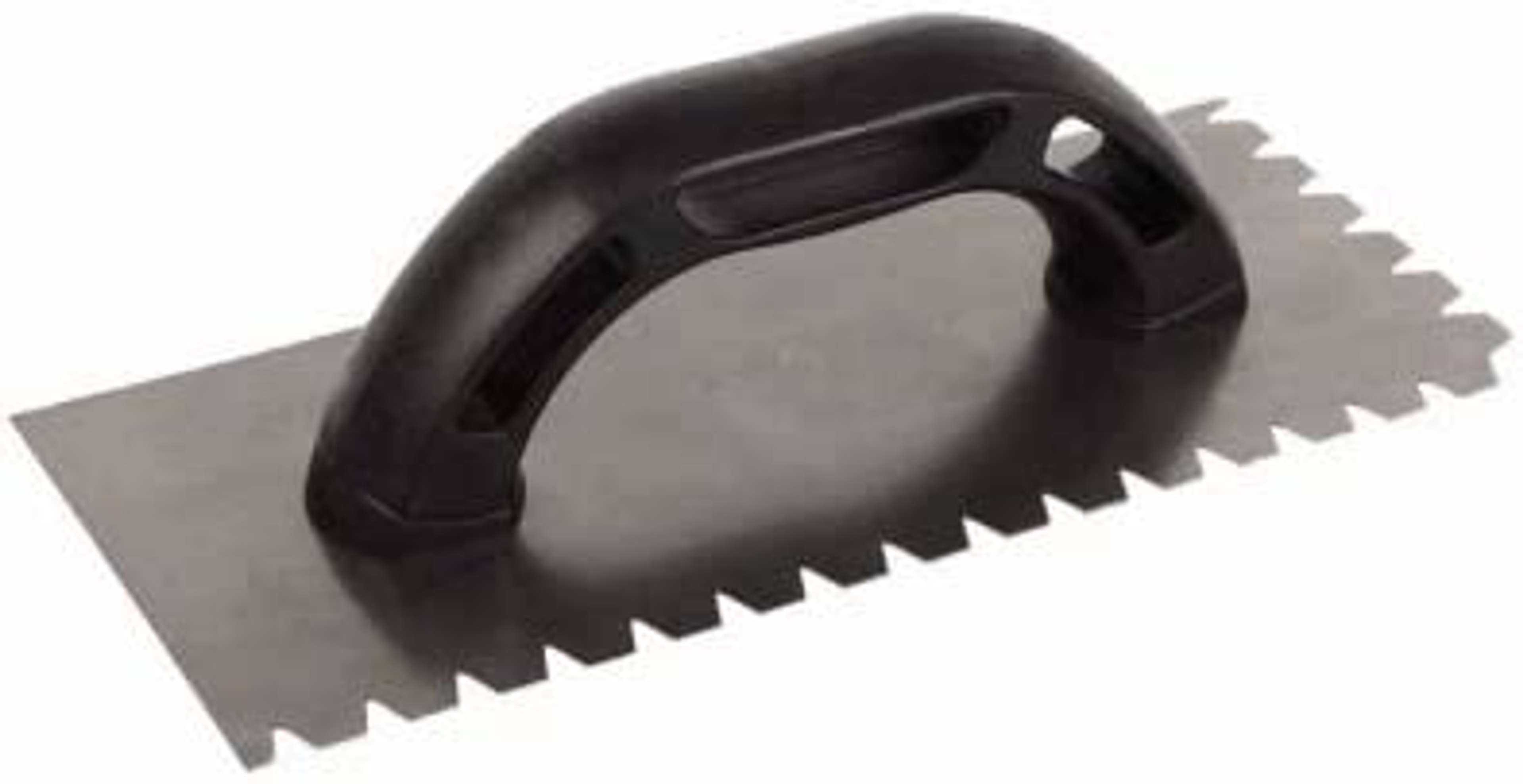 Economy Carbon Steel 9 in. x 4 in. Flat V-Notch Trowel, 1/4 in. x 5/16 in. x 5/16 in.